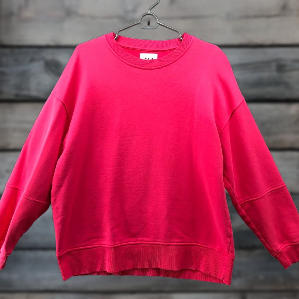 Zara Zara Oversized Sweatshirt Womens M Pink Crewneck Pullover Sport Sweatshirt Size M / US 6-8 / IT 42-44 - 1 Thumbnail