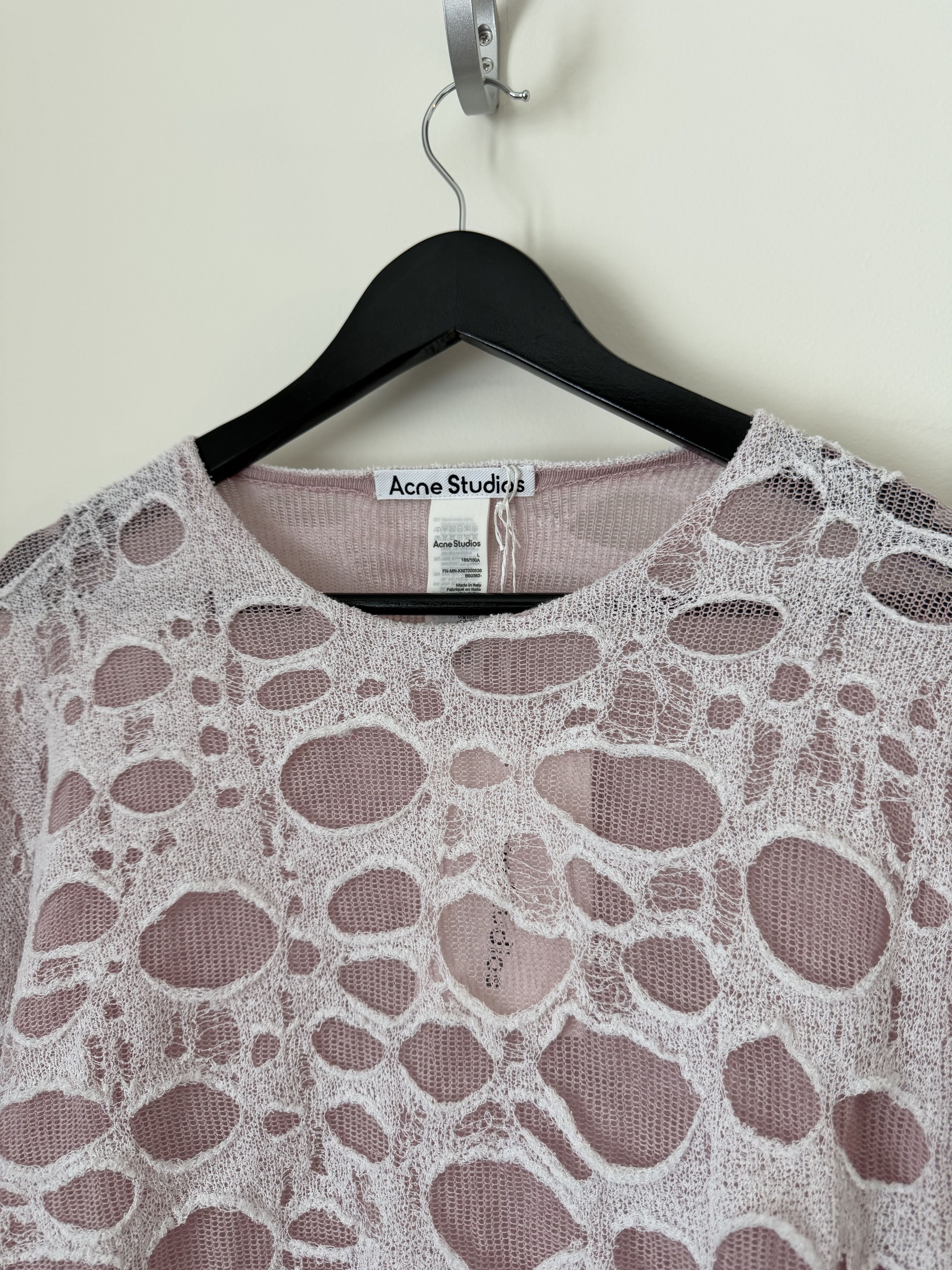 Acne Studios Acne Studios Sheer Knit Long Sleeve Top in Light Pink Size US L / EU 52-54 / 3 - 2 Thumbnail