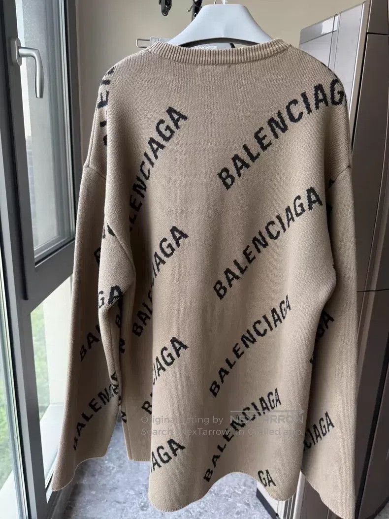 Balenciaga Balenciaga Brown Camo Letter Logo Jacquard Knit Sweater To Size US S / EU 44-46 / 1 - 7 Thumbnail