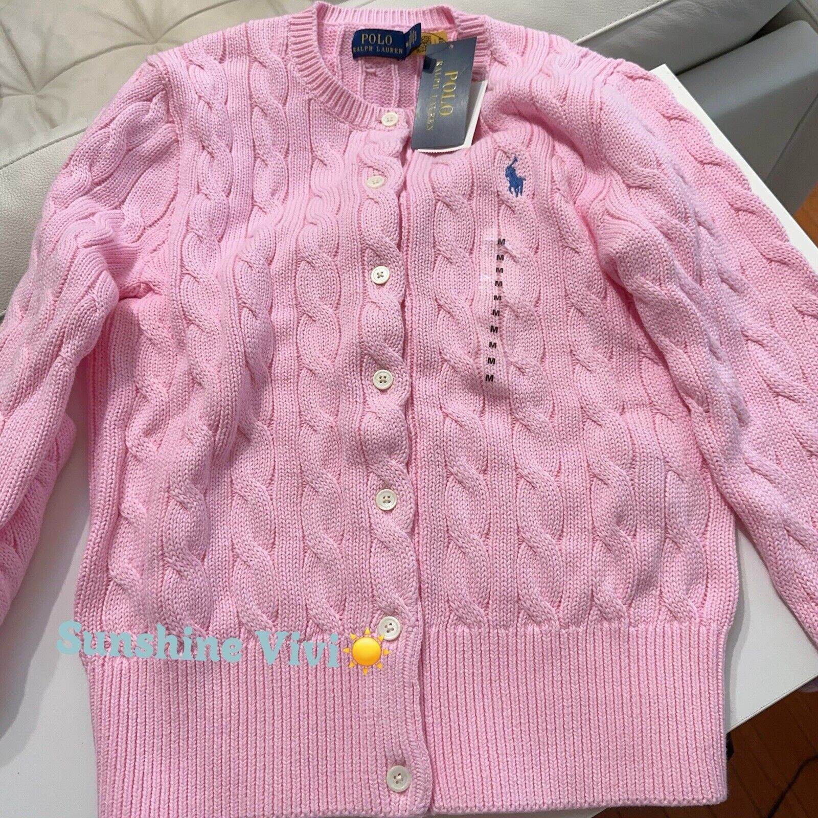 Ralph Lauren NEW Polo Ralph Lauren Cable Knit Cardigan Sweater Pink M Size M / US 6-8 / IT 42-44 - 7 Thumbnail