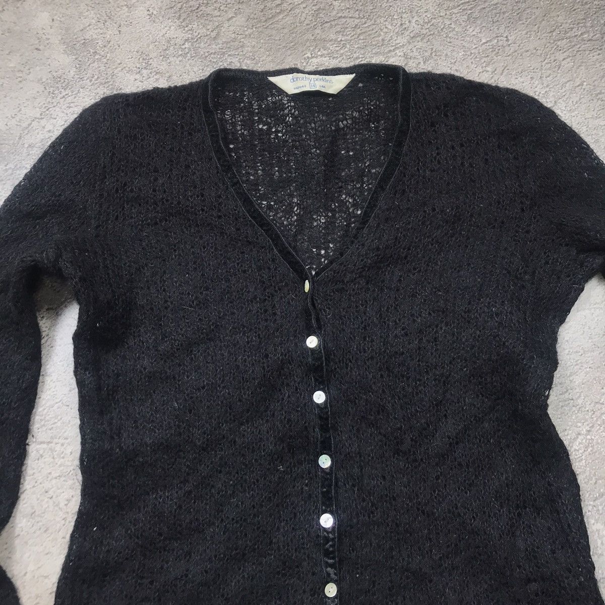 Vintage Vintage 90s Y2K Black Mohair Cardigan Grunge Preppy Logo S Size S / US 4 / IT 40 - 2 Thumbnail