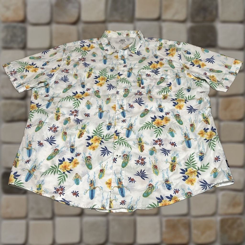 Izod IZOD Saltwater Collection Shirt Short Sleeve Button-Up Men's 2XL Multicolor Floral Surf Beach Hawaii (Regular) Size US XXL / EU 58 / 5 - 1 Thumbnail