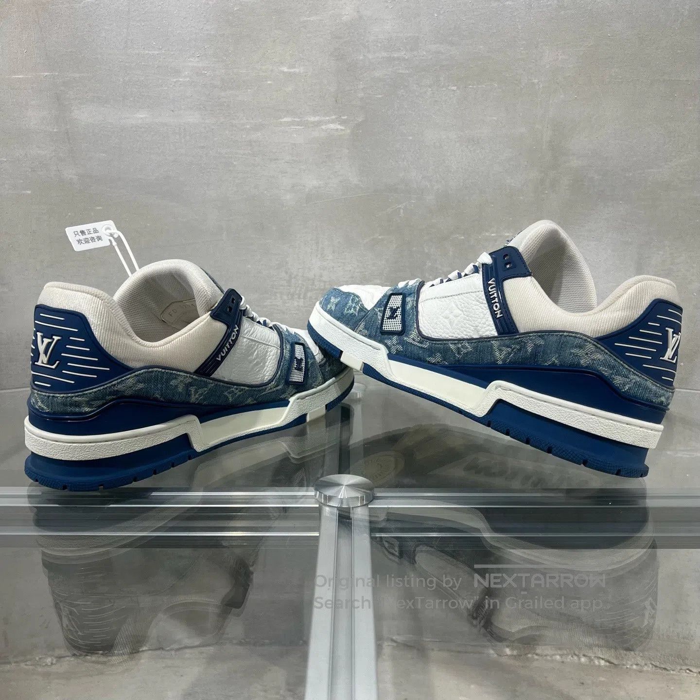 Louis Vuitton Louis Vuitton trainer White and Blue Jeans Board Shoes Size US 10.5 / EU 43-44 - 5 Thumbnail