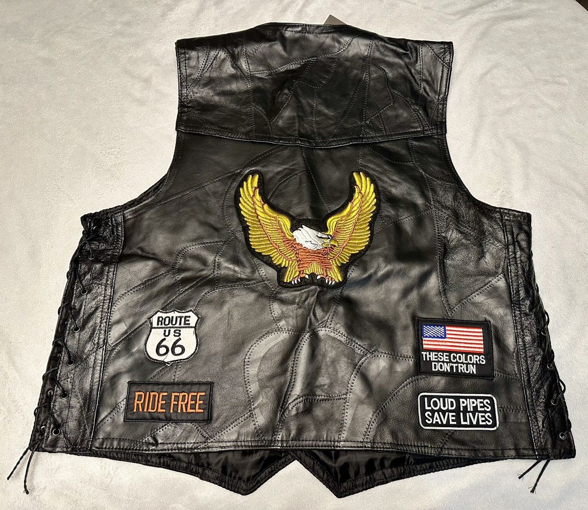 Other NWT Buffalo Leather Diamond Plate Motorcycle Vest-Patches-XL Size US XL / EU 56 / 4 - 9 Thumbnail