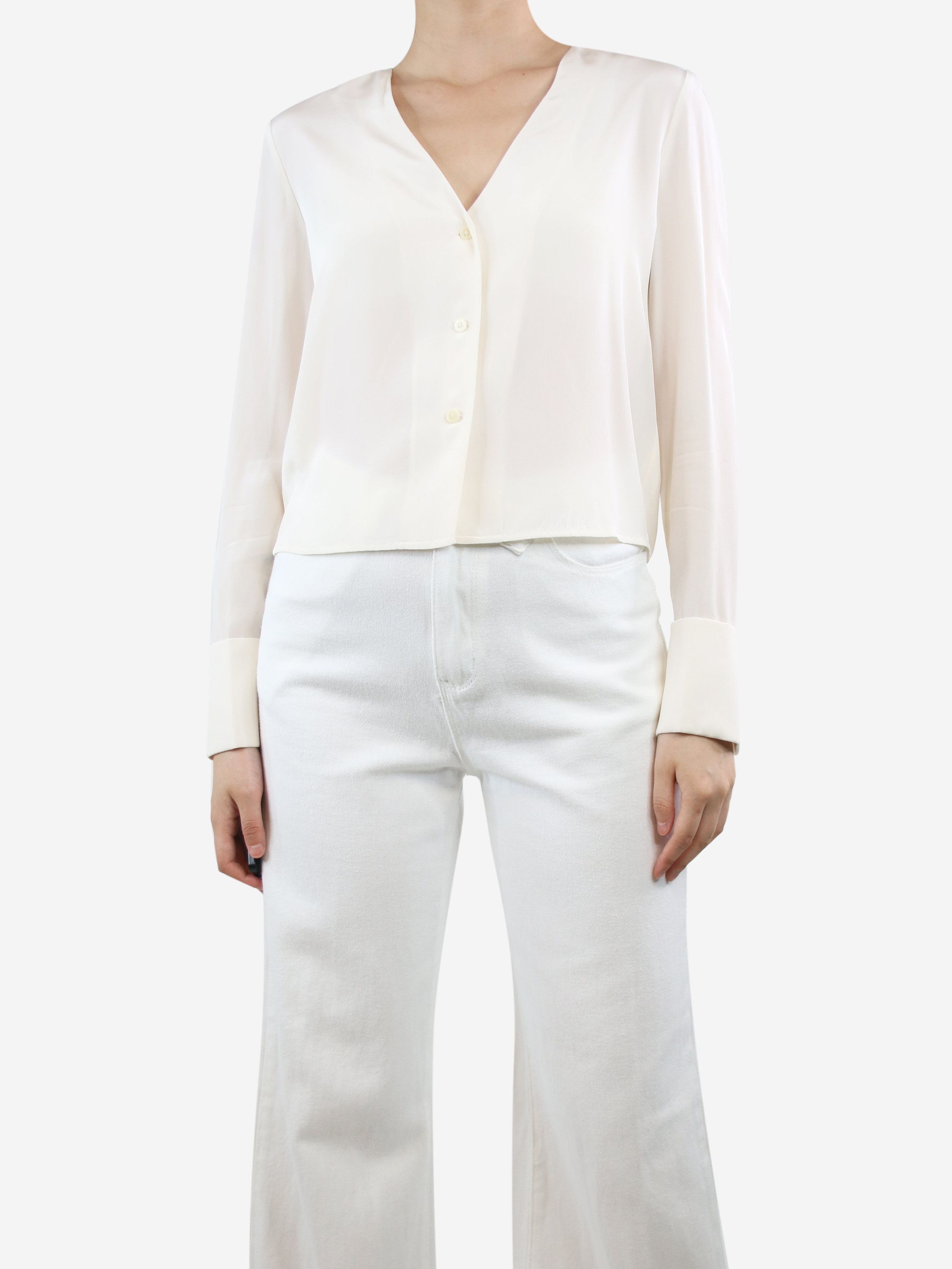 Image of Diane Von Furstenberg Cream Silk Blouse - Size Uk 4, Women's