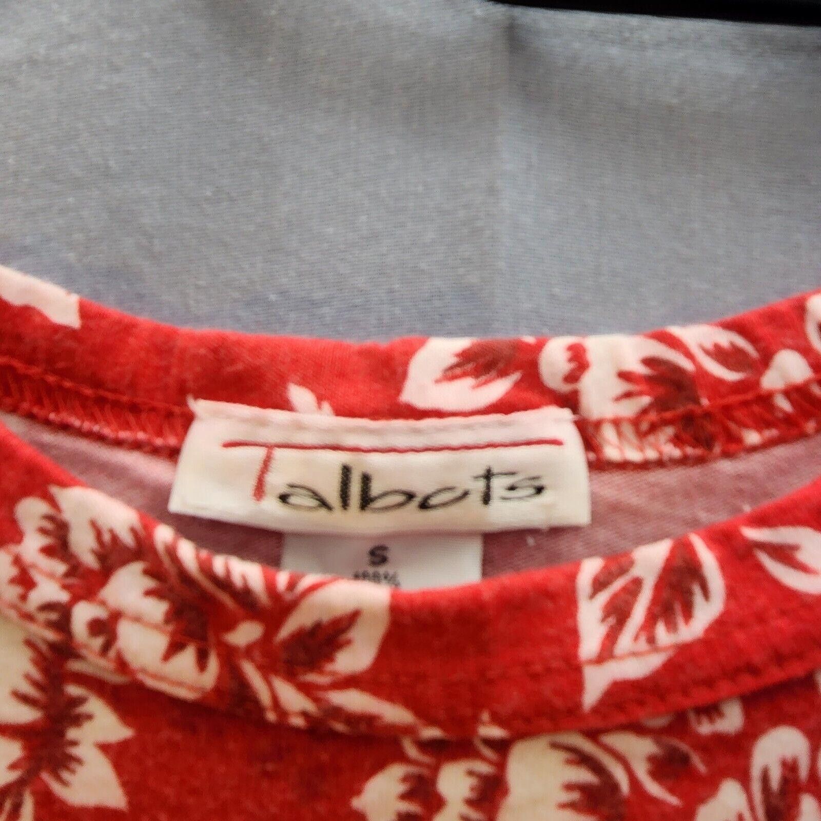 Designer Talbots Red Floral Long Sleeve Top Size Small 100% Cotton Size S / US 4 / IT 40 - 4 Thumbnail