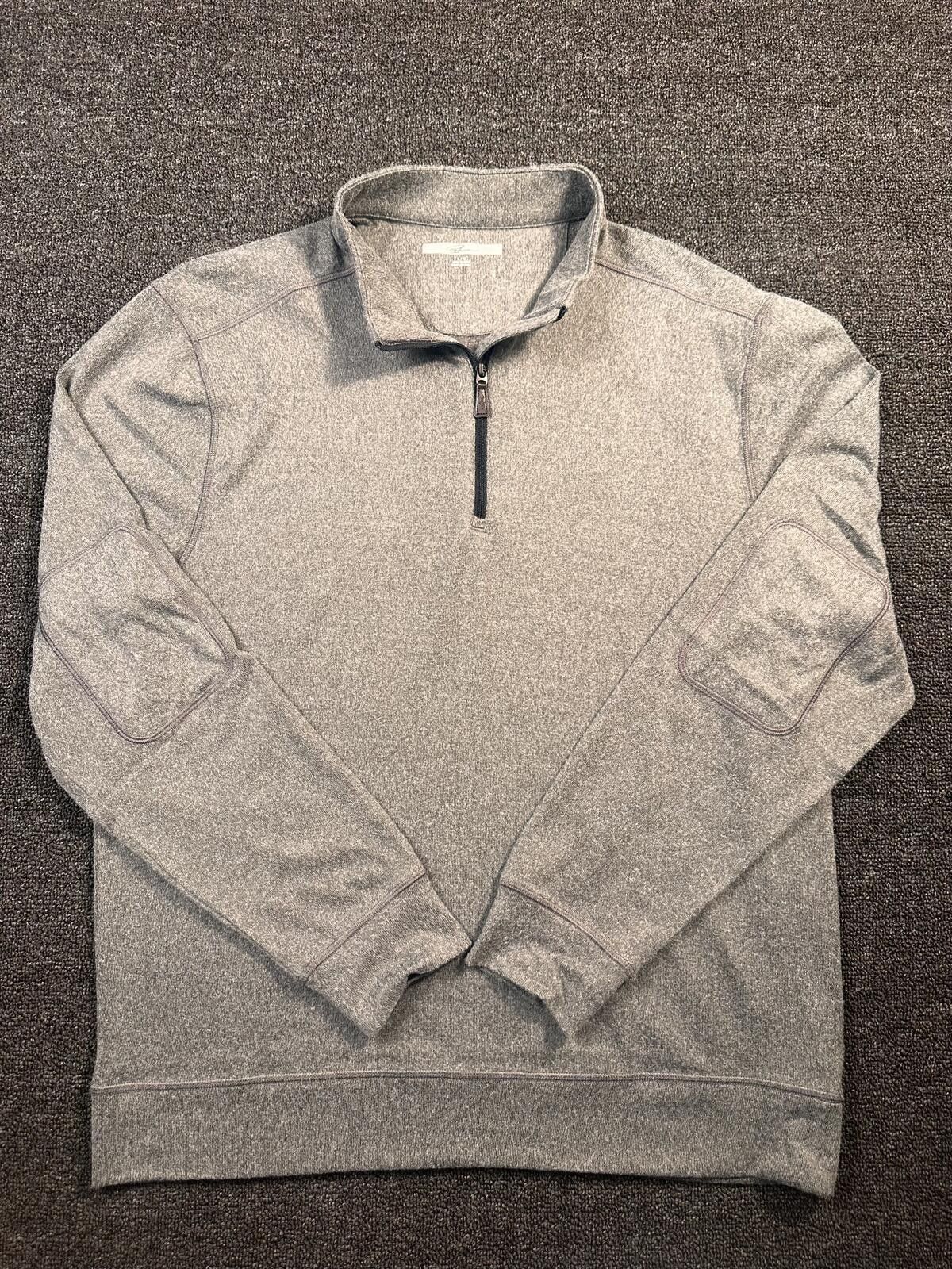 Unknown London Greg Norman Gray Quarter-Zip Sweater with Elbow Patches Size US M / EU 48-50 / 2 - 1 Thumbnail