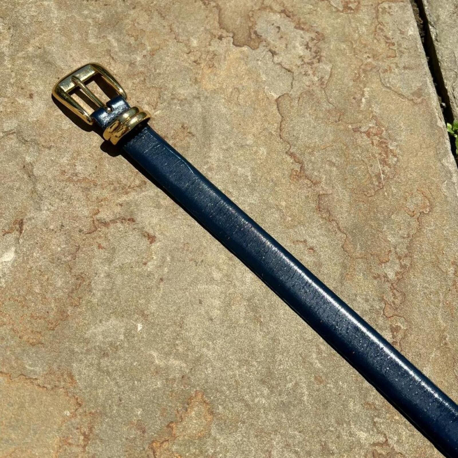 Etienne Aigner Vintage 90s Etienne Aigner Dark Blue Leather Designer Belt Size ONE SIZE - 2 Thumbnail