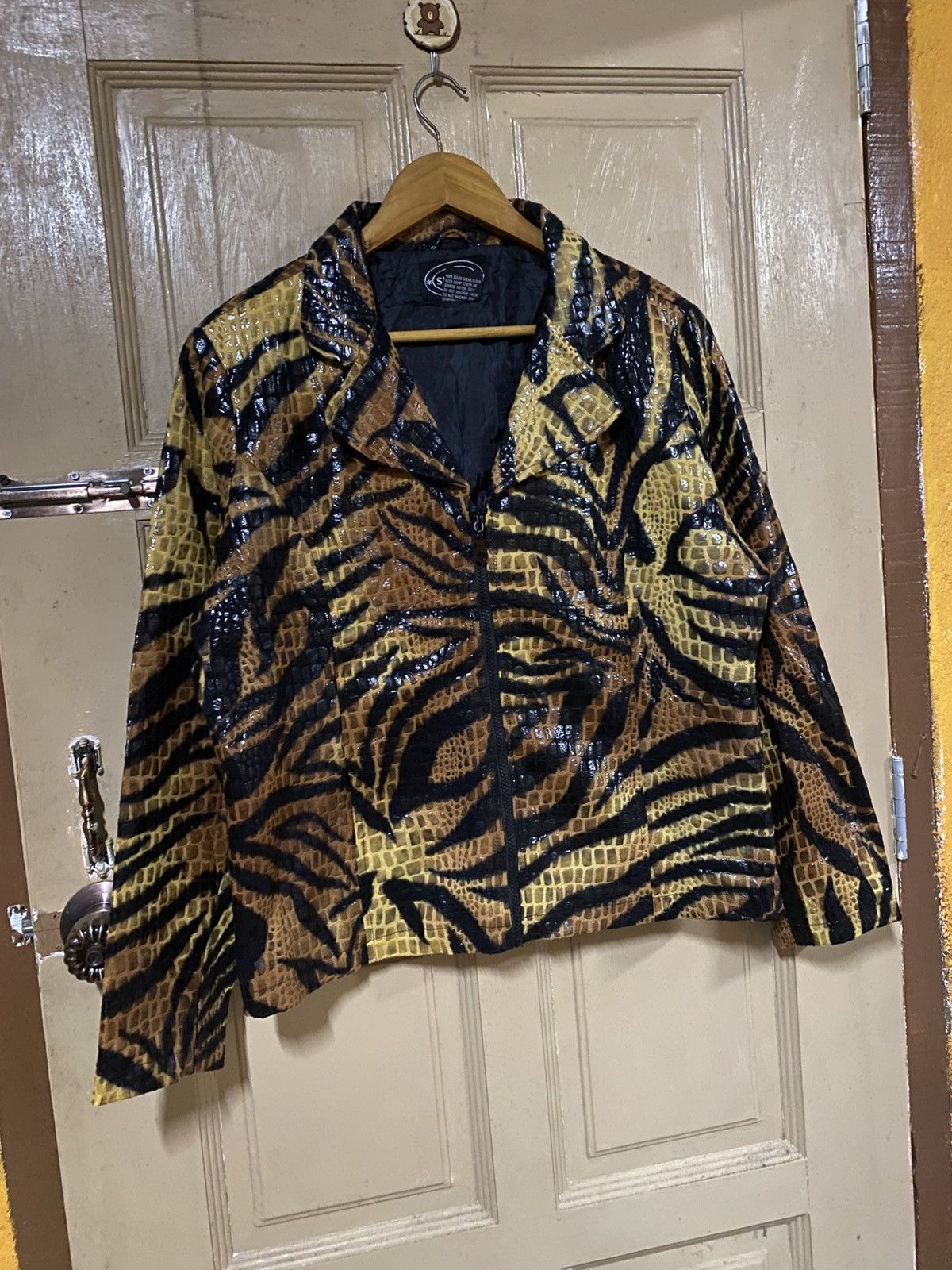 Designer × If Six Was Nine Vintage Selene Sport Tiger Print Faux Snakeskin Jacket Size XL / US 12-14 / IT 48-50 - 3 Thumbnail