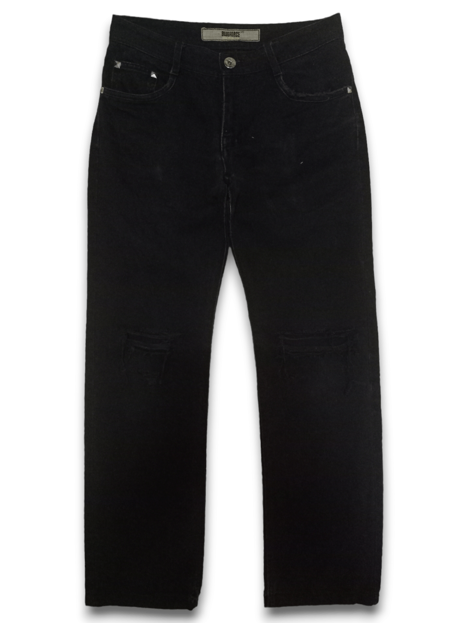 Vintage Japanese Brand Studded Black Loose Jeans 28x29