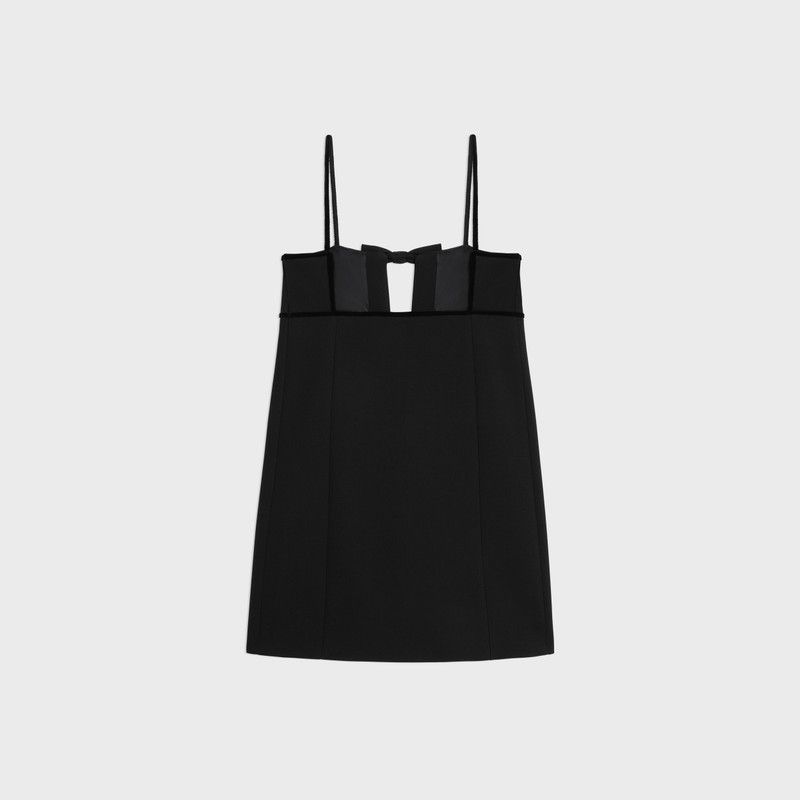 Celine o1bcso1str0526 2R91L066V Trapeze Mini Dress in Black Size S / US 4 / IT 40 - 3 Thumbnail