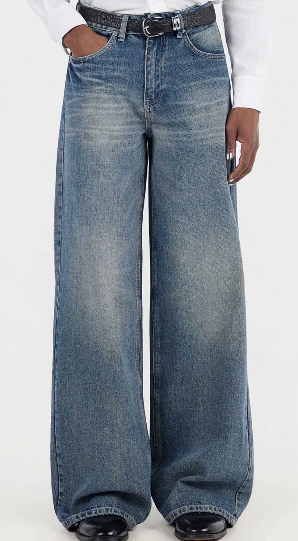 Pearled Ivory Pearled ivory washed 1211 14oz wide leg jeans Size US 30 / EU 46 - 3 Thumbnail