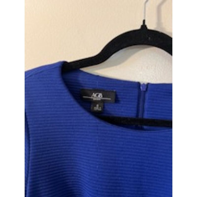 agnes b. AGB Women's Blue Sheath Dress - Size 8, 3/4 Sleeve Knee-Leng Size M / US 6-8 / IT 42-44 - 3 Thumbnail