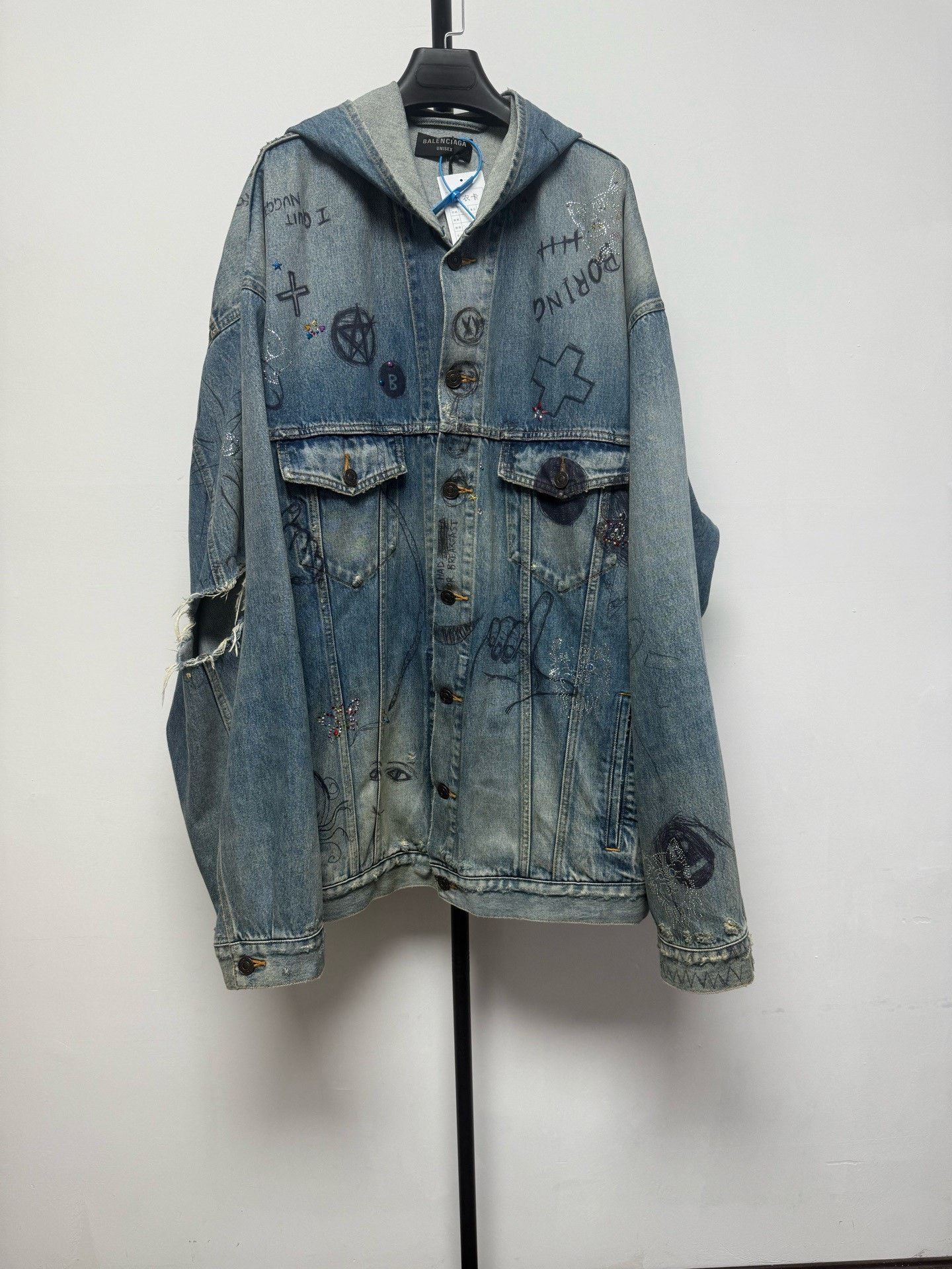 Balenciaga Balenciaga Denim Printed Blue Jacket XS Women Size XS / US 0-2 / IT 36-38 - 1 Thumbnail