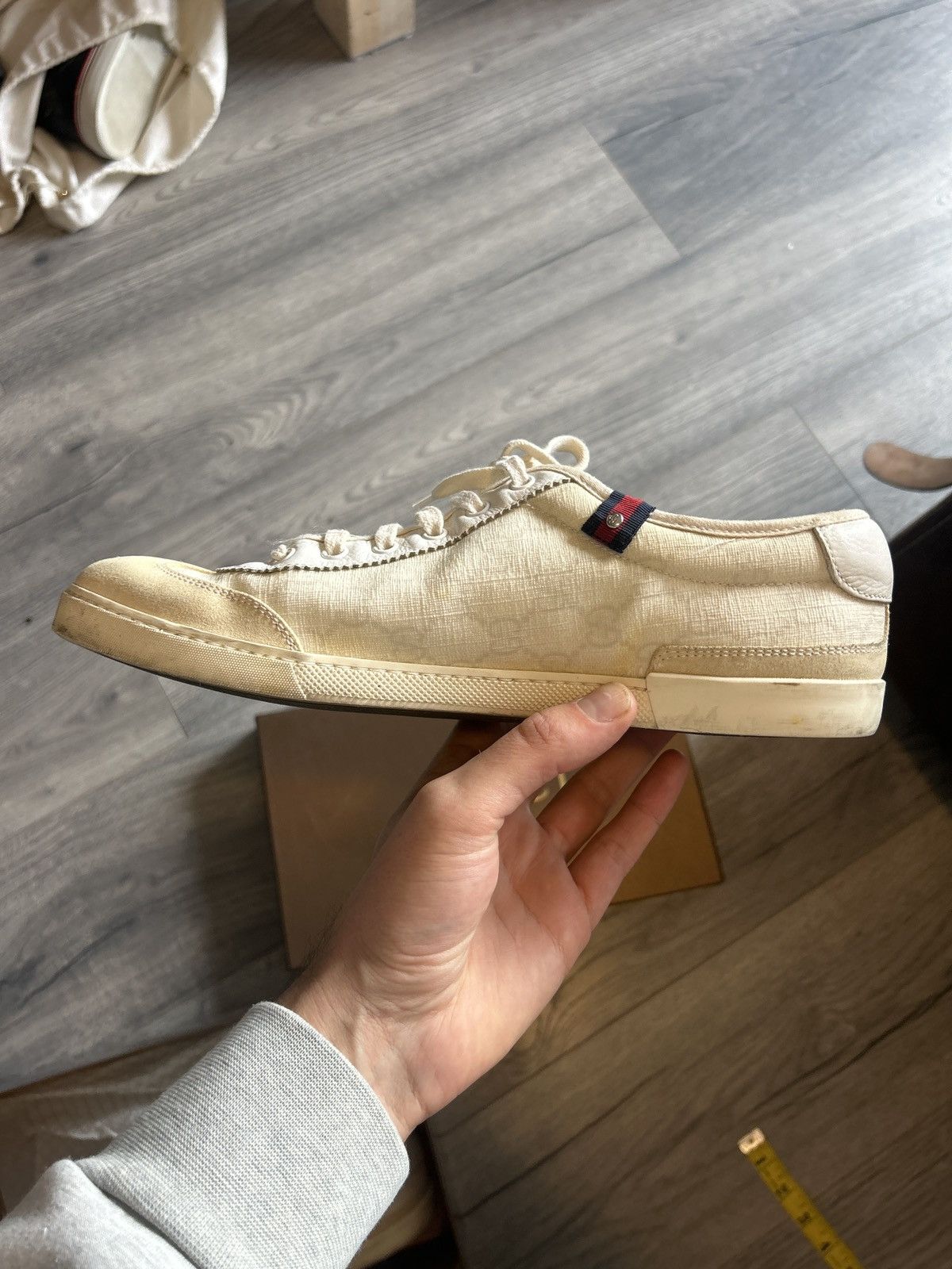 Gucci Gucci Off-White Monogram Low-Top Sneakers - Size 9 G Size US 9 / EU 42 - 16 Thumbnail