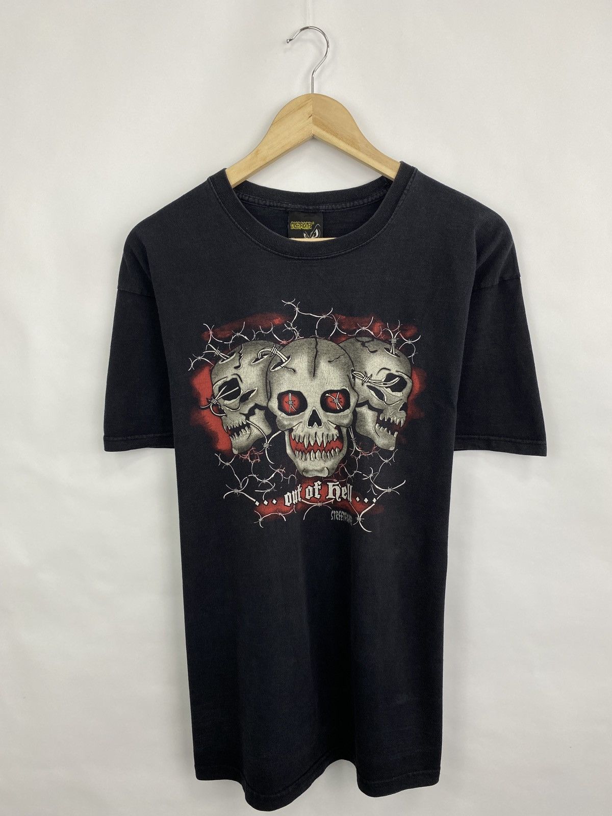 4GSELLER 💀 Vintage 90s Skull Death Street Fighter Out of Hell T-Shirt Size US XL / EU 56 / 4 - 3 Thumbnail