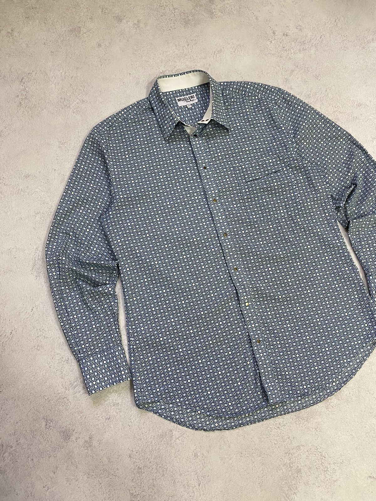 Thierry Mugler Thierry Mugler Mens Blue Designer Snap Up Shirt Size 41 Size US M / EU 48-50 / 2 - 3 Thumbnail