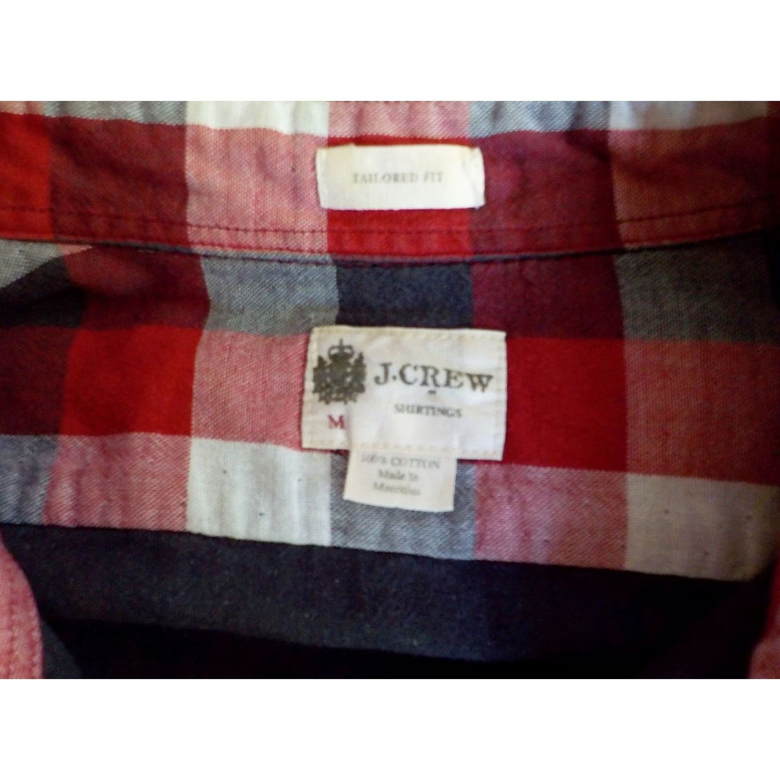 J.Crew J. Crew Tailored Fit Plaid Shirt M Red, Black, Gray, Ivory Men Button-Front 100% Cotton Long Sleeve Size US M / EU 48-50 / 2 - 4 Thumbnail