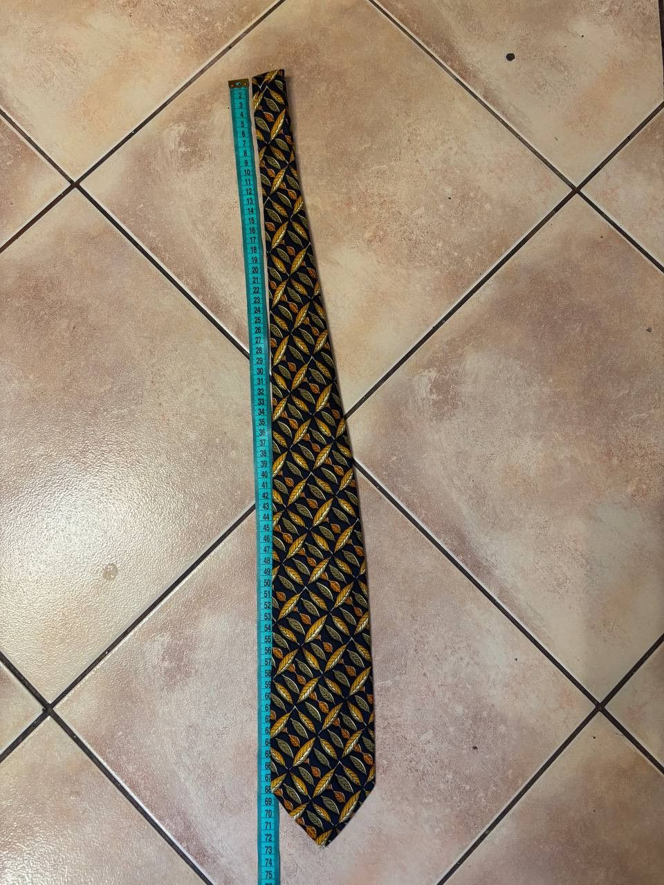 Yves Saint Laurent Vintage Yves Saint Laurent Silk Tie | Navy Autumn Leaf Italy Size ONE SIZE - 6 Thumbnail
