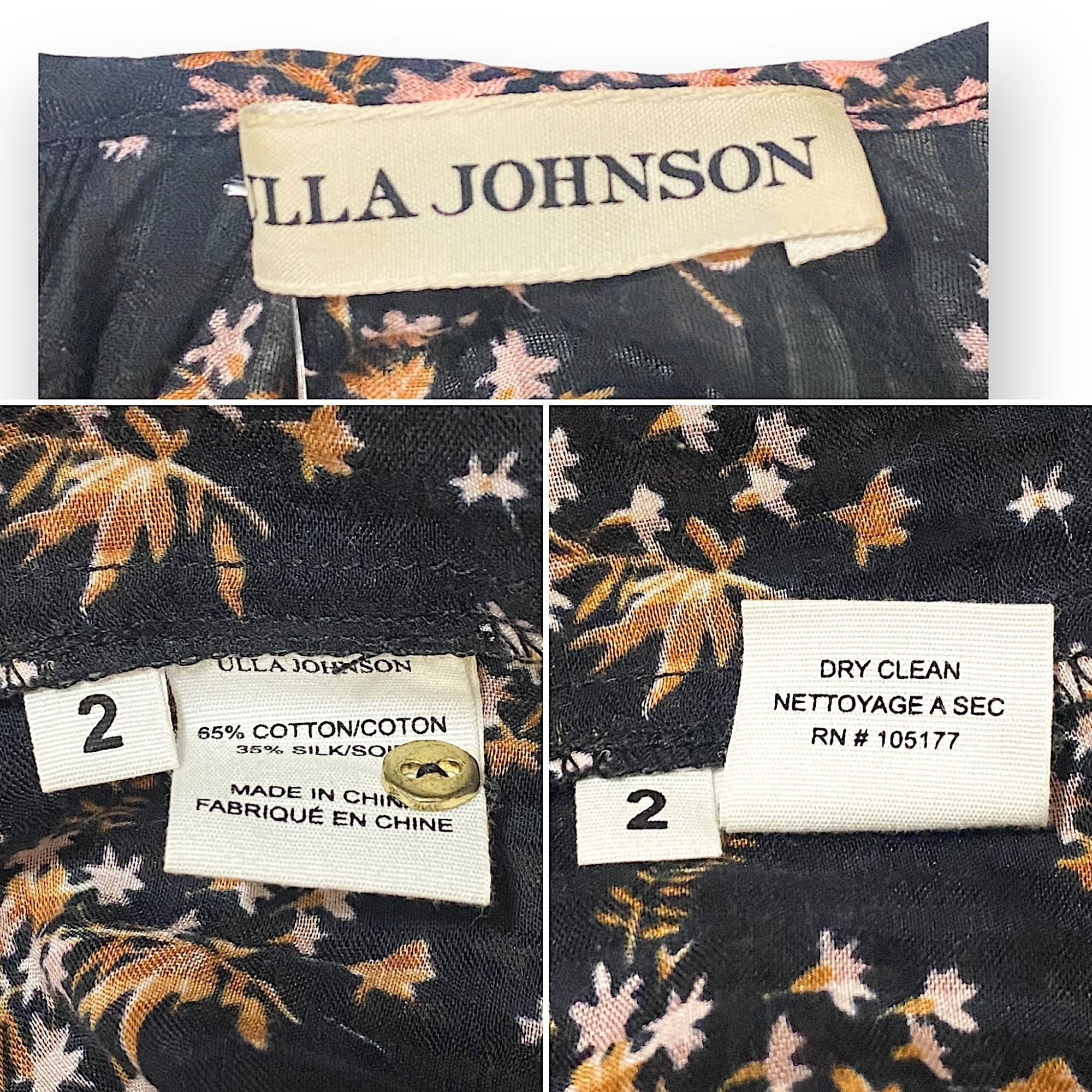 Ulla Johnson Ulla Johnson Medine Floral Balloon Sleeve Blouse, Size 2, Je Size XS / US 0-2 / IT 36-38 - 3 Thumbnail