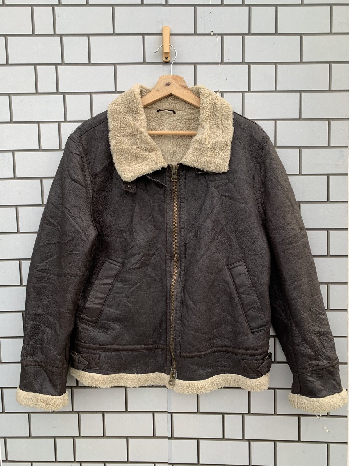 Vintage Japanese Brand Licorice Real Leather Bomber Jacket