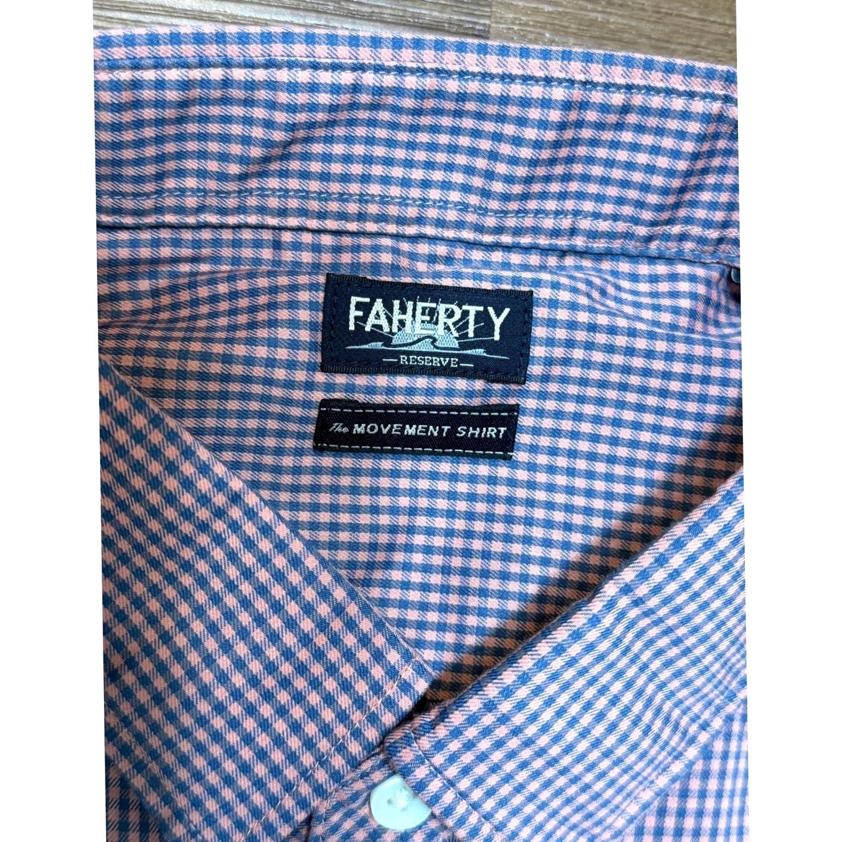 Faherty Faherty Reserve The Movement Shirt Sz XL Blue Pink Gingham Button Down Stretch Size US XL / EU 56 / 4 - 4 Thumbnail