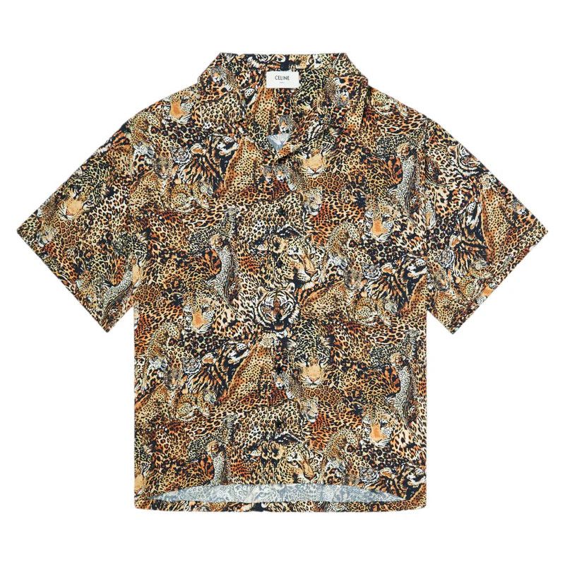 Celine o1w1db10724 Hawallian Shirt in Printed Viscose Multicolor Size US XXS / EU 40 - 1 Thumbnail