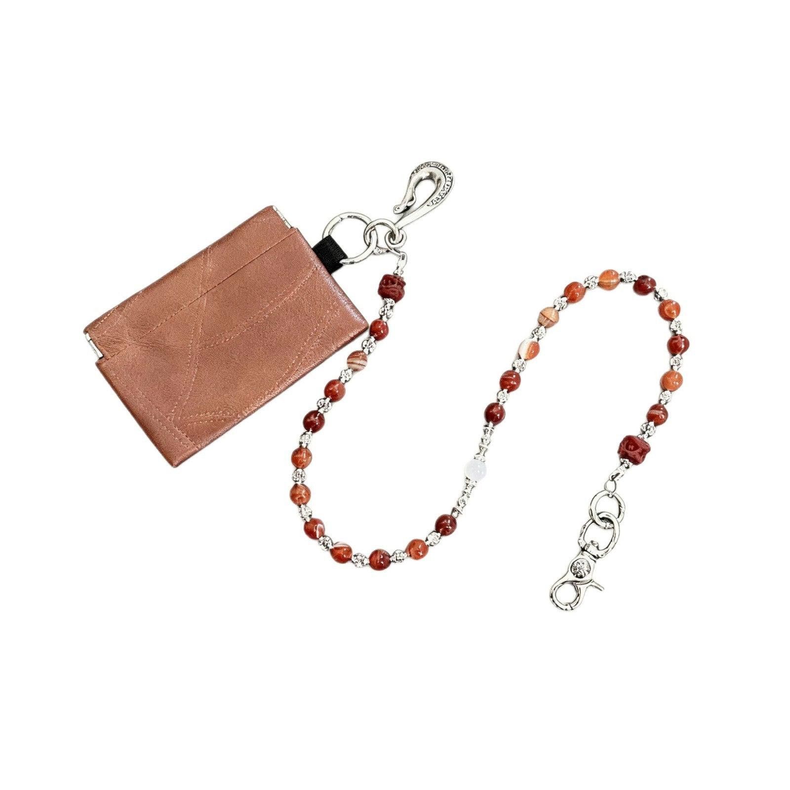 Vintage Brown Beaded Wallet Chain with Silver Clasp Accessory Size ONE SIZE - 5 Thumbnail