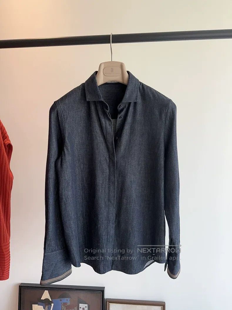Brunello Cucinelli Brunello Cucinelli Denim Shirt Size US XS / EU 42 / 0 - 1 Thumbnail