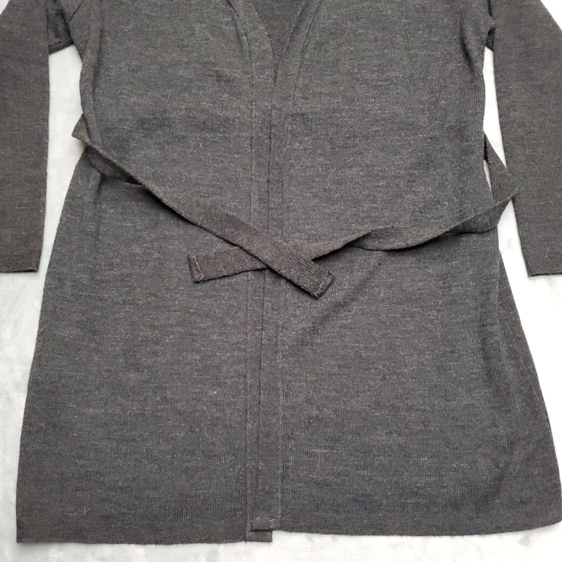 Vintage Erena Sweater Womens Sz L Charcoal Gray Open Front Long Sleeve Duster Cardigan Size L / US 10 / IT 46 - 2 Thumbnail