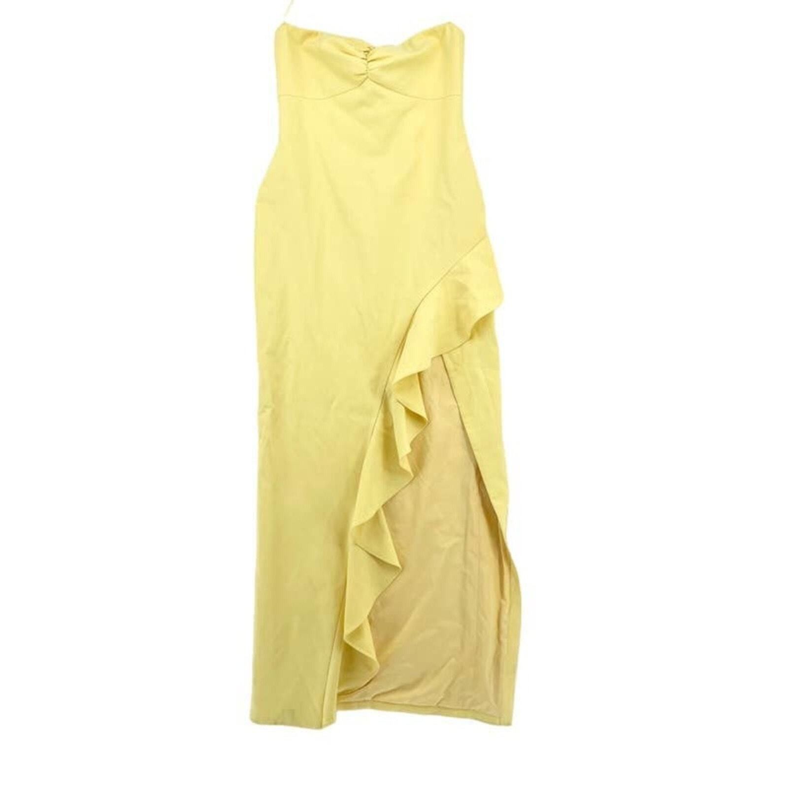LIKELY Likely Strapless Carissa Yellow Ruffled Gown Maxi Dress 14 Size XL / US 12-14 / IT 48-50 - 1 Thumbnail