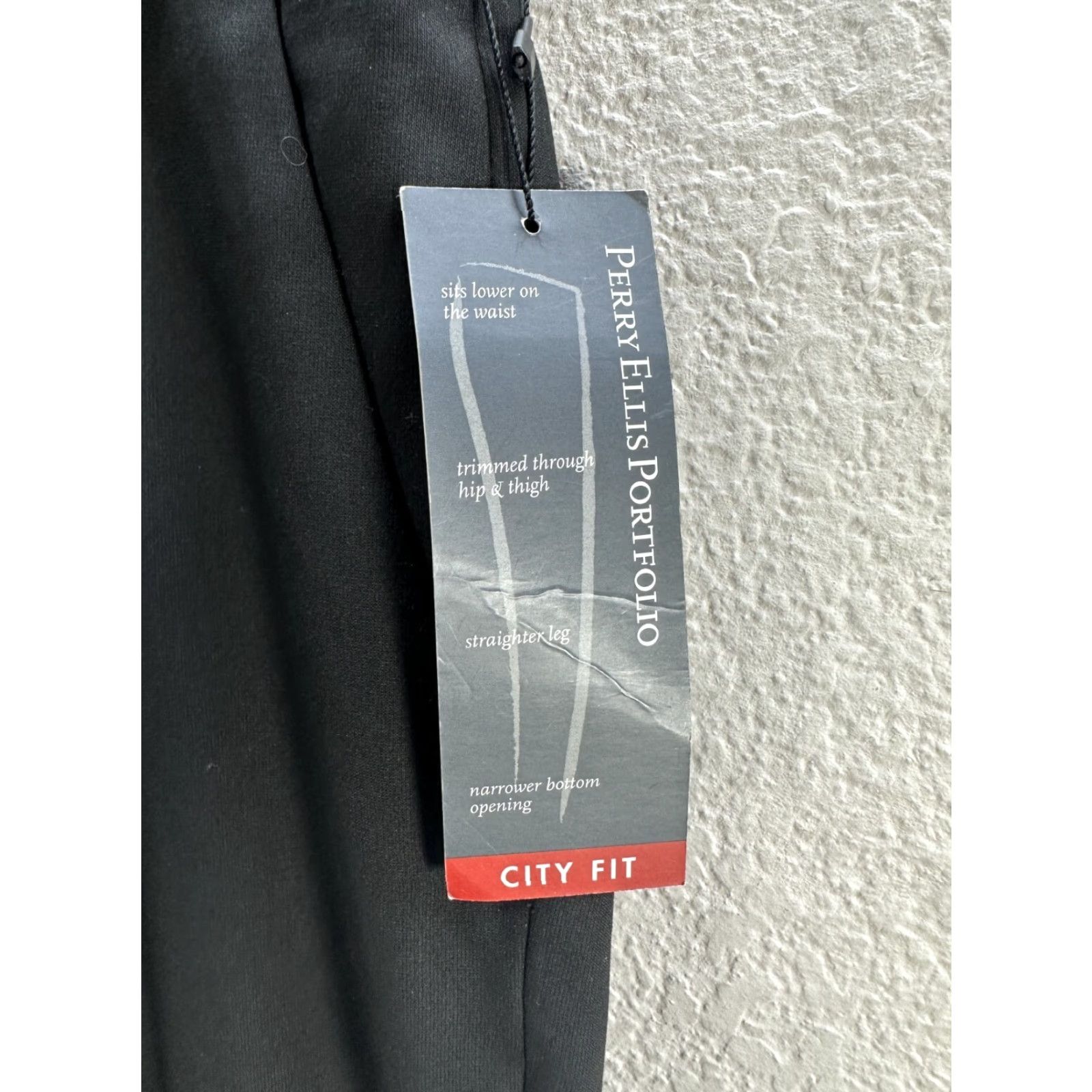 Sperry Men's Perry Ellis Portfolio City Fit Black Pants Classic Sz 36 NWT Regular Inseam 32.5 Dress Pants Comfort Waist Flat Front Size US 36 / EU 52 - 3 Thumbnail