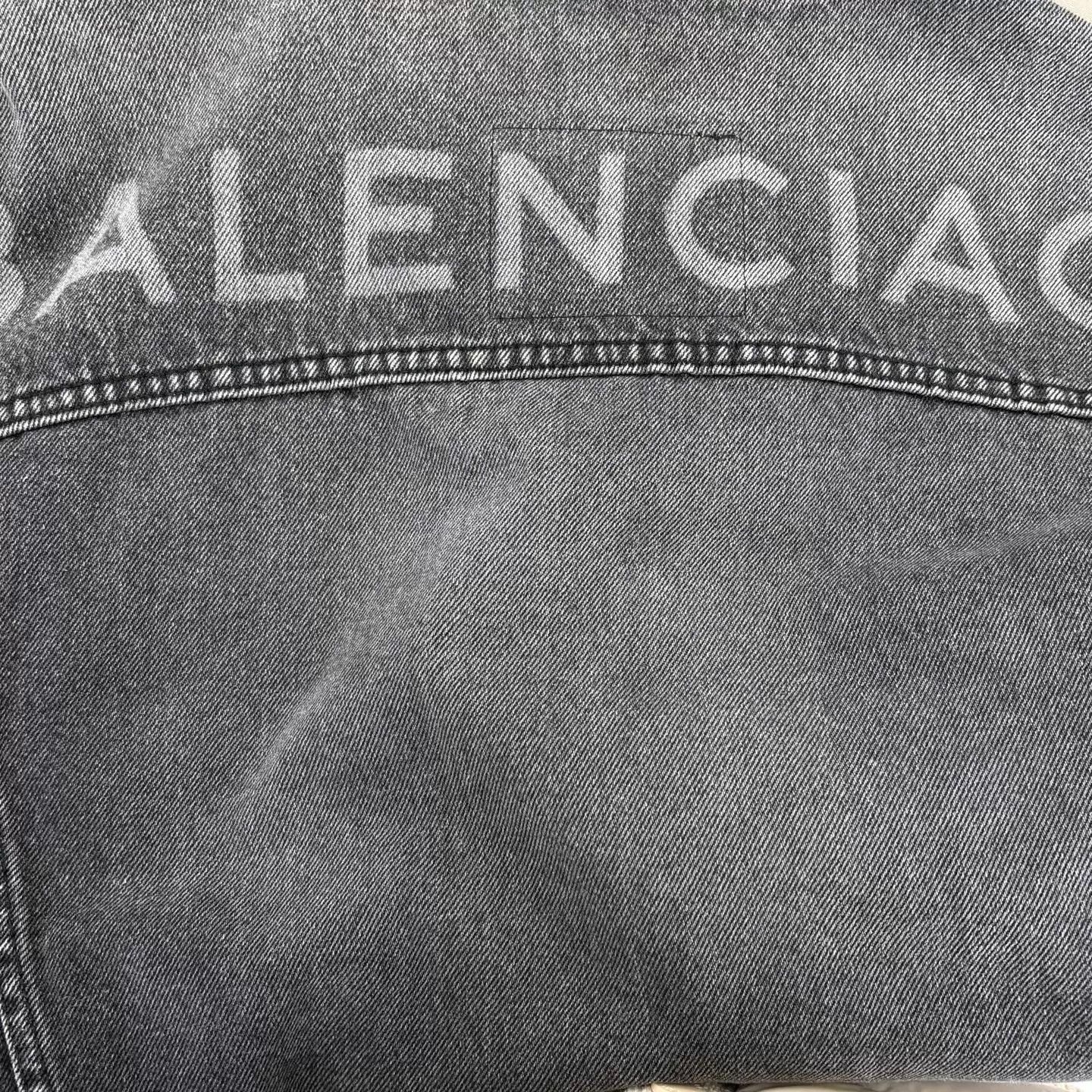 Balenciaga BLCG Washed Logo Denim Jacket Gray NWT 36 Size XS / US 0-2 / IT 36-38 - 7 Thumbnail
