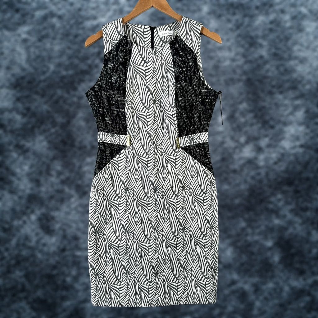Calvin Klein Calvin Klein Dress Women 10 Black White Sleeveless Sheath Cocktail Wedding guest Size L / US 10 / IT 46 - 1 Thumbnail