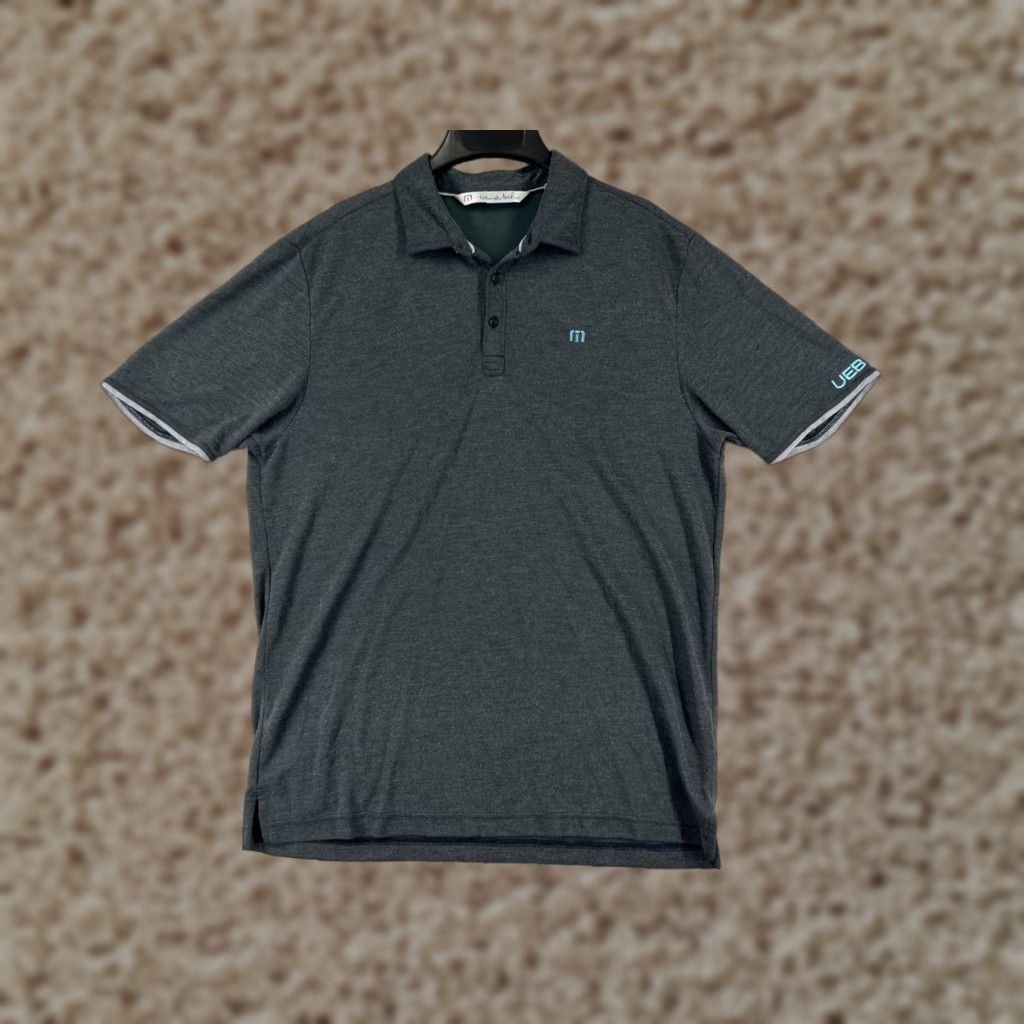 Travis Mathew Polo Shirt Mens L Gray Solid Golf Outdoor Knit Short Sleeve Regular Fit