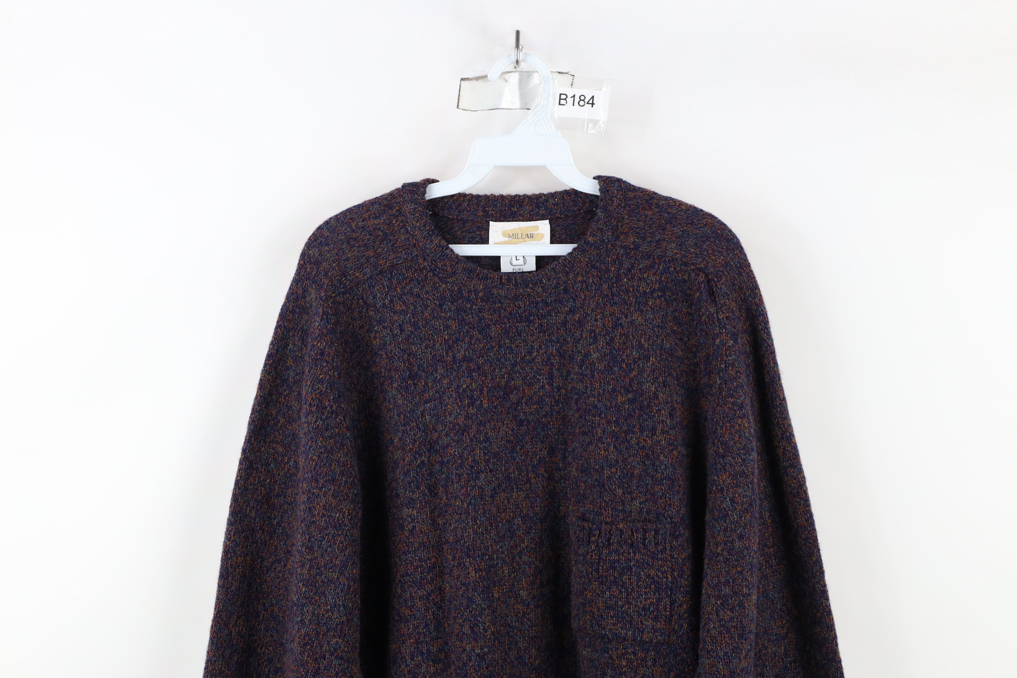 Vintage Vintage 90s Streetwear Pure Irish Wool Knit Pocket Sweater Size L / US 10 / IT 46 - 2 Thumbnail