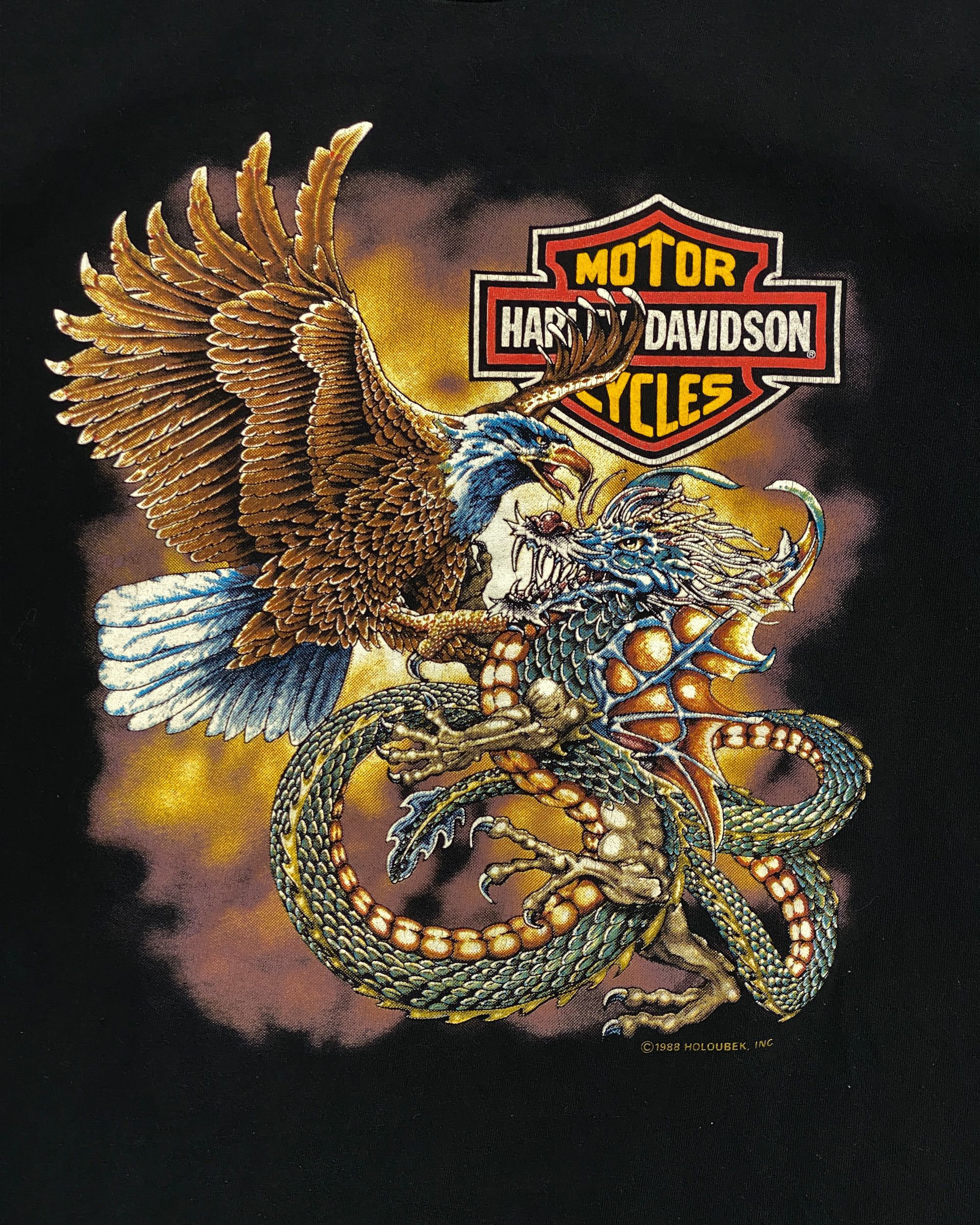 Harley Davidson × Vintage 1988 3D Graphic Single Stitched T-Shirt Size US L / EU 52-54 / 3 - 2 Thumbnail