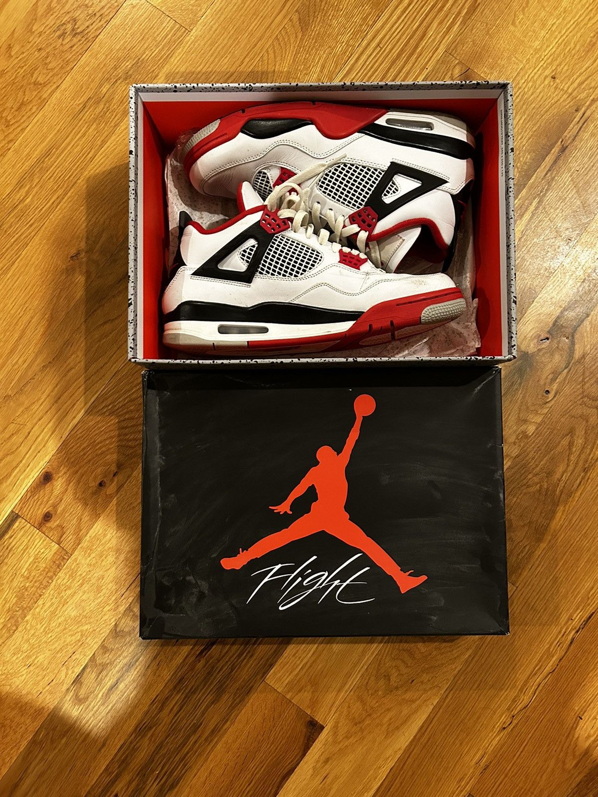 image of Air Jordan 4 Fire Red Shoes in White, Men's (Size 11)