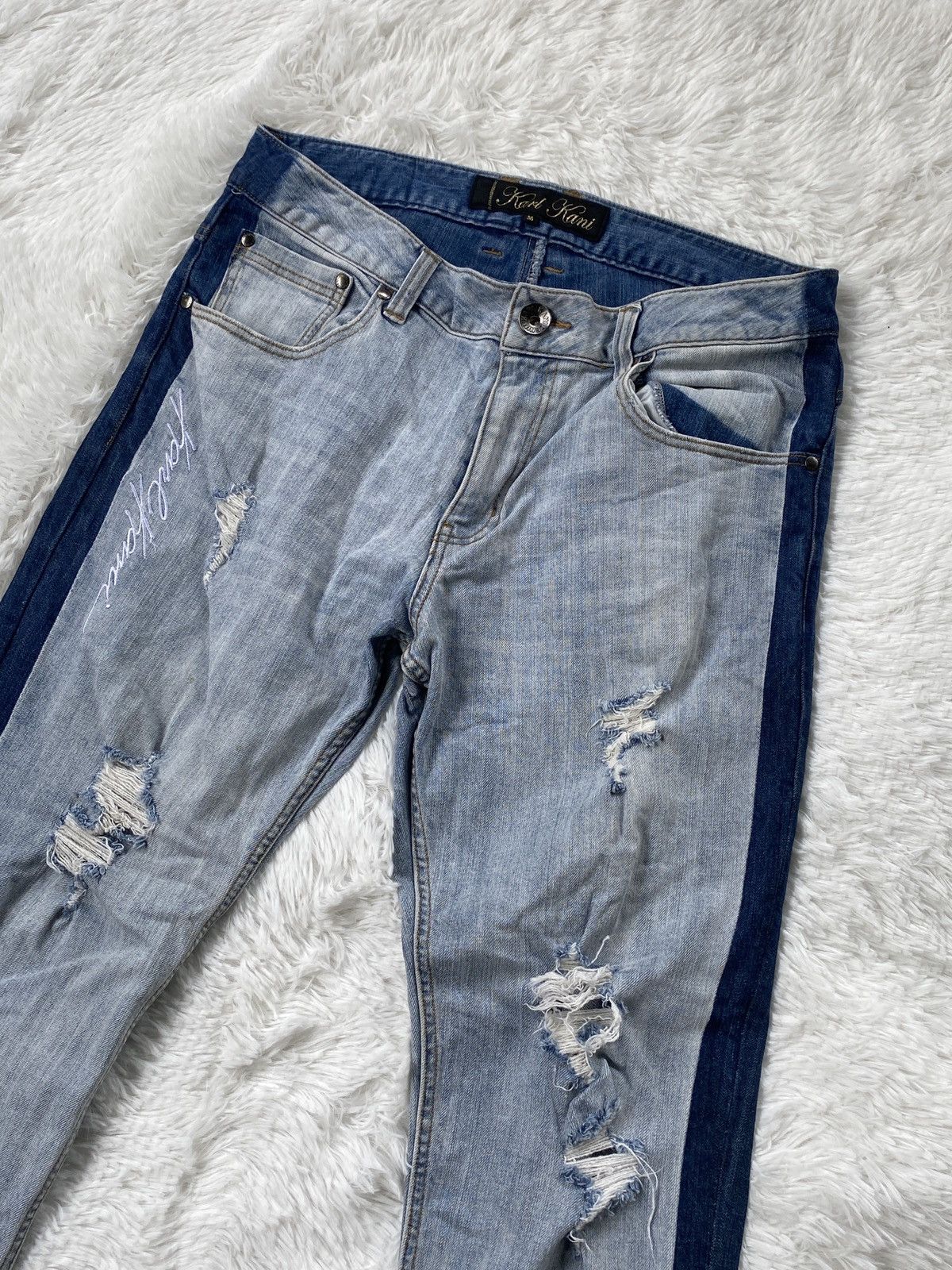 Karl Kani 🔥BINDING NOW🔥 Distressed Karl Kani denim streetwear Size US 36 / EU 52 - 3 Thumbnail
