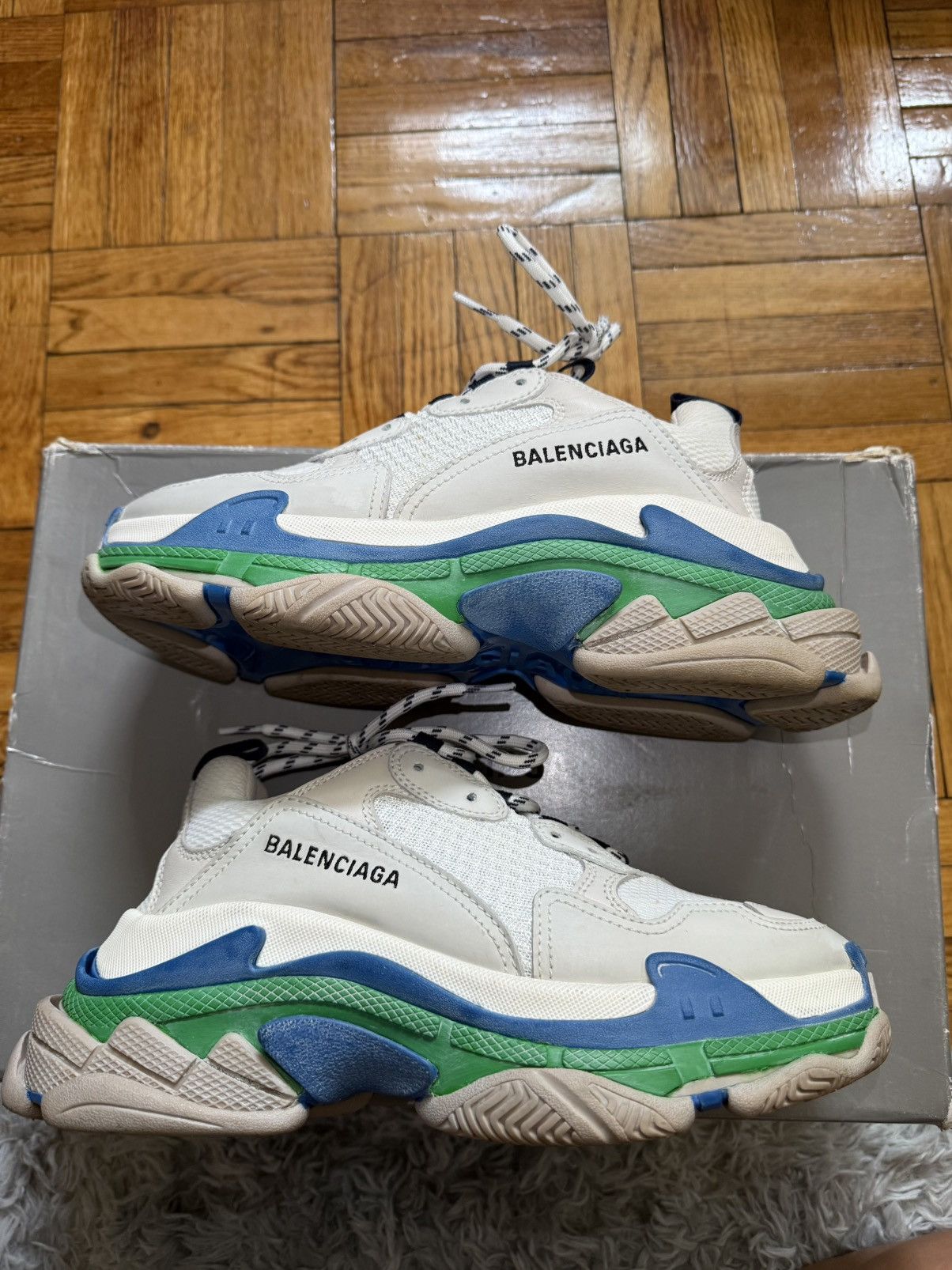 Balenciaga Balenciaga Triple S Sneaker - White / Blue / Green Size US 6 / EU 39 - 5 Thumbnail