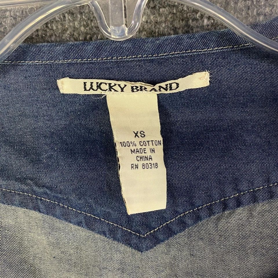 Lucky Brand Lucky Brand Top Women's XS Pearl Snap Long Sleeve Cotton Size XS / US 0-2 / IT 36-38 - 3 Thumbnail