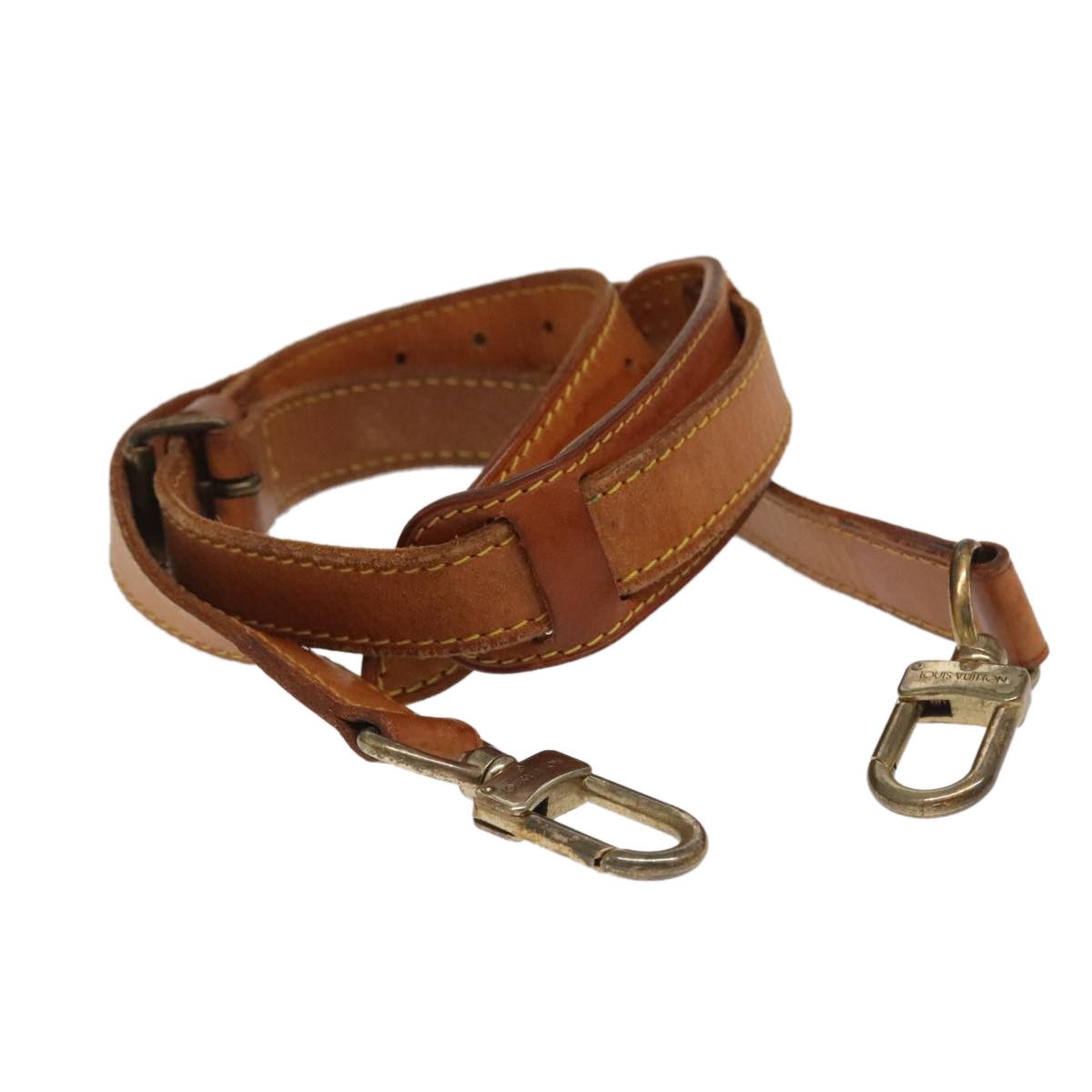 LOUIS VUITTON Adjustable Shoulder Strap Leather Beige