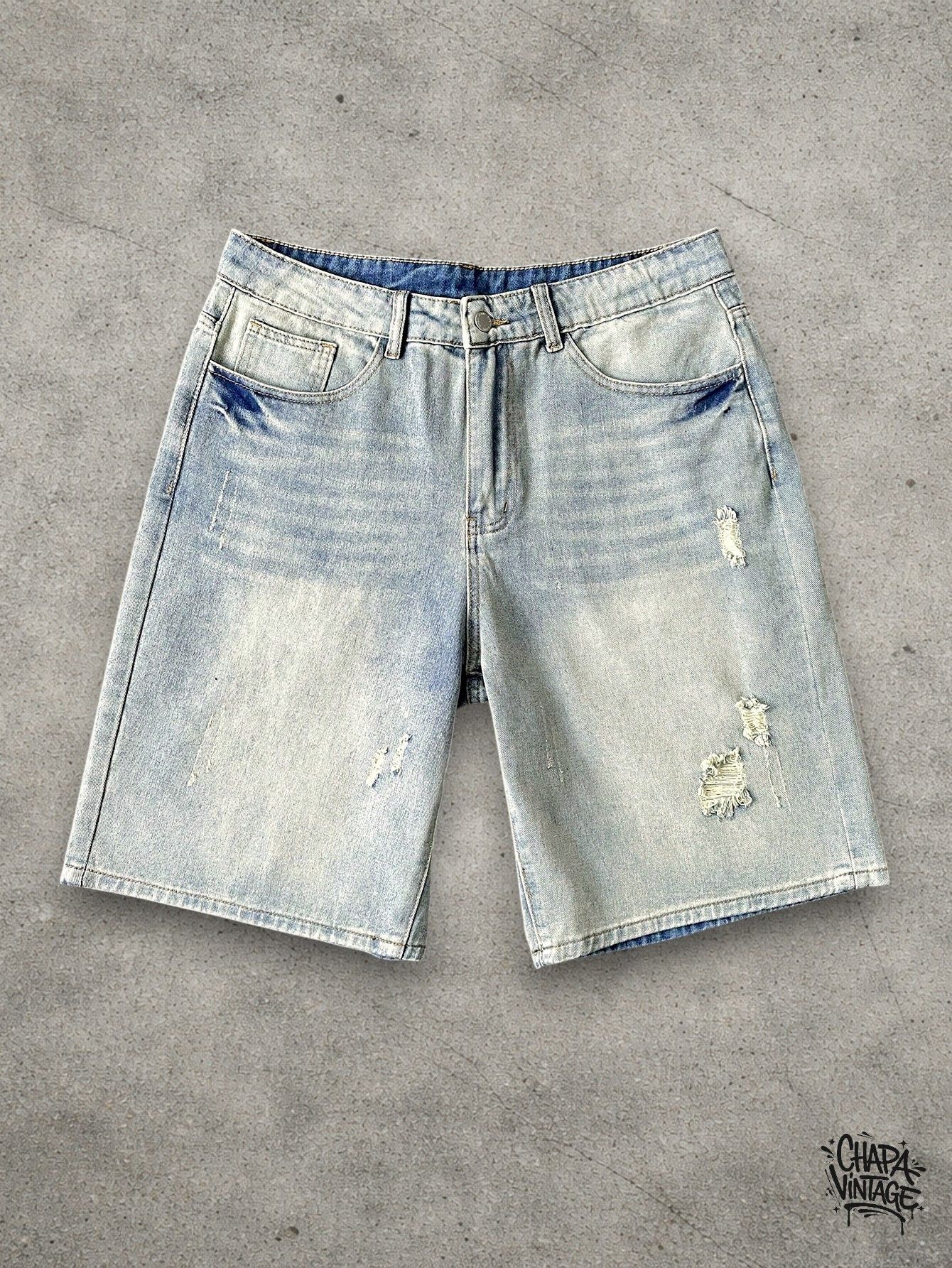 Vintage Washed light denim shorts Size US 32 / EU 48 - 1 Thumbnail
