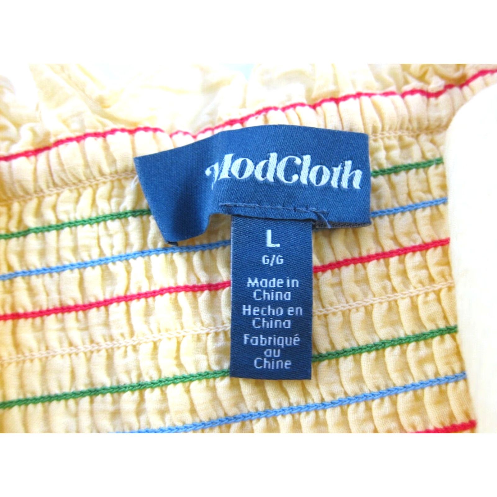 Vintage ModCloth Blouse Shirt 100% Cotton Yellow Red Green Large Womens Crop Tank Top Elastic 90s Size L / US 10 / IT 46 - 3 Thumbnail
