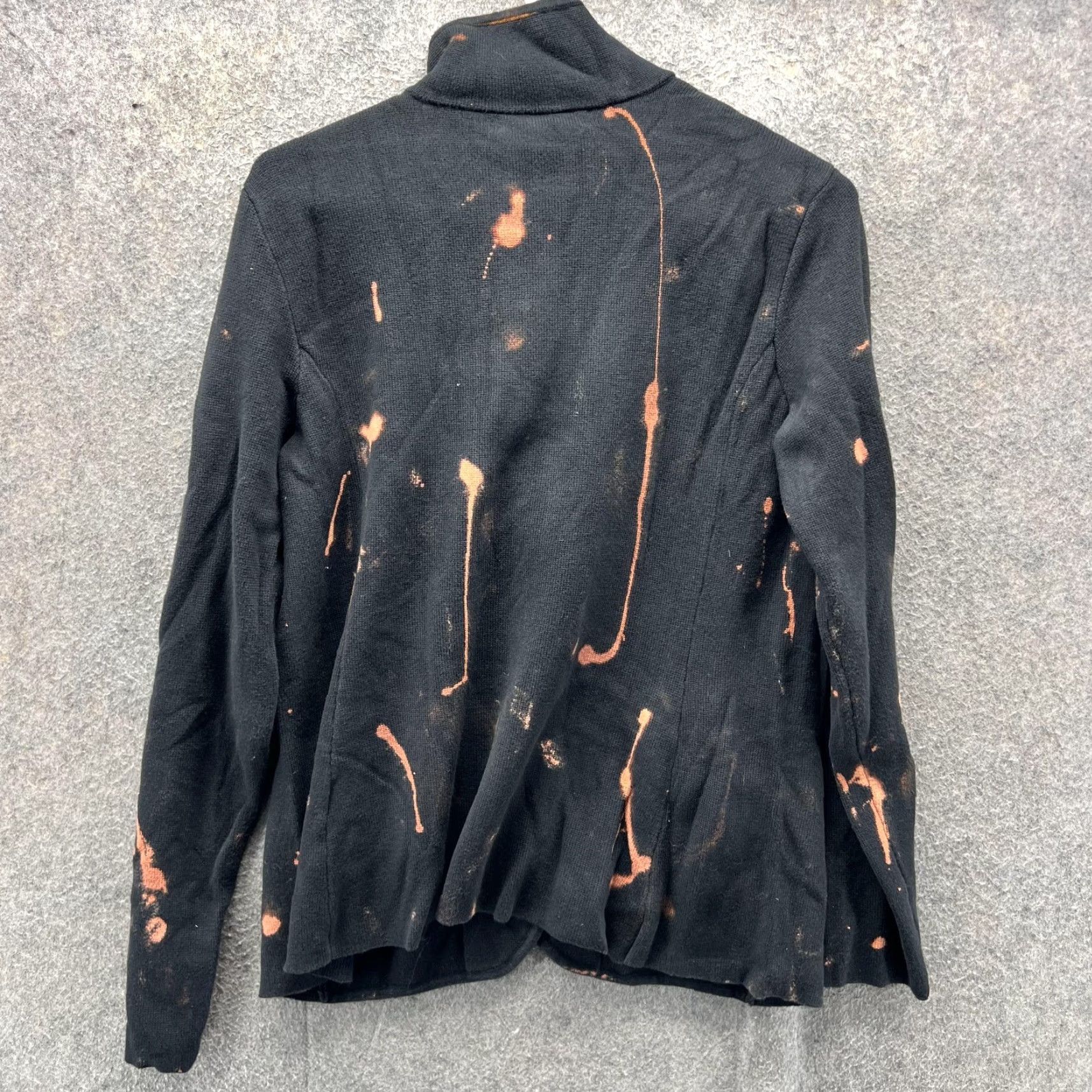 Ralph Lauren VINTAGE Lauren Ralph Lauren Blazer Womens Petite Large Black Knit Bleach Stain Jacket Size L / US 10 / IT 46 - 2 Thumbnail