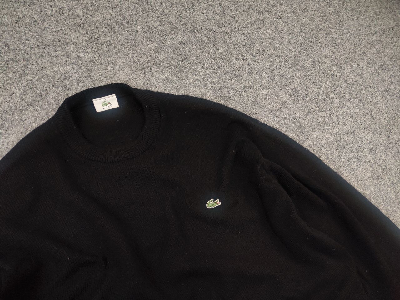 Lacoste Vintage 90's Lacoste Chemise Black Crew chek Wool Sweater Size US XL / EU 56 / 4 - 5 Thumbnail
