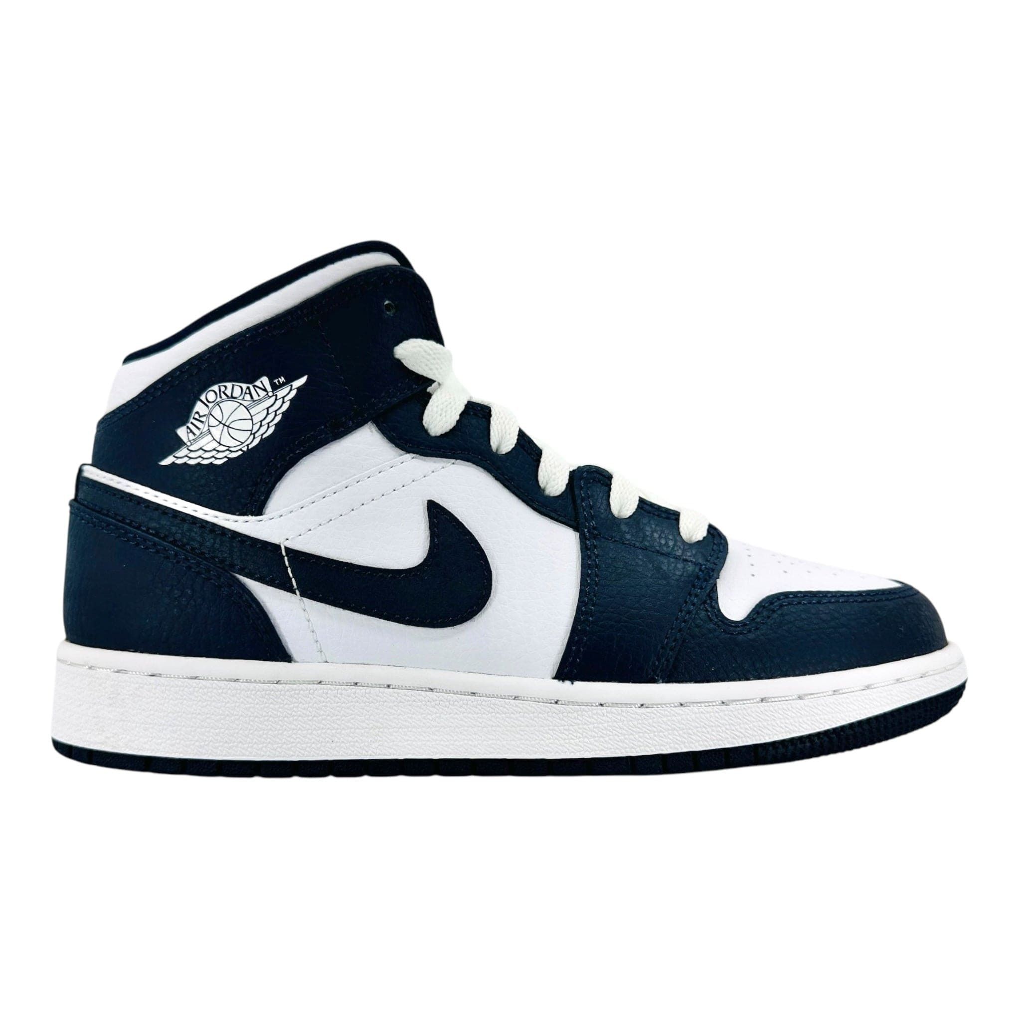 Nike 1 Mid White Metallic Gold Obsidian (GS) Size US 5 / EU 37 - 1 Thumbnail
