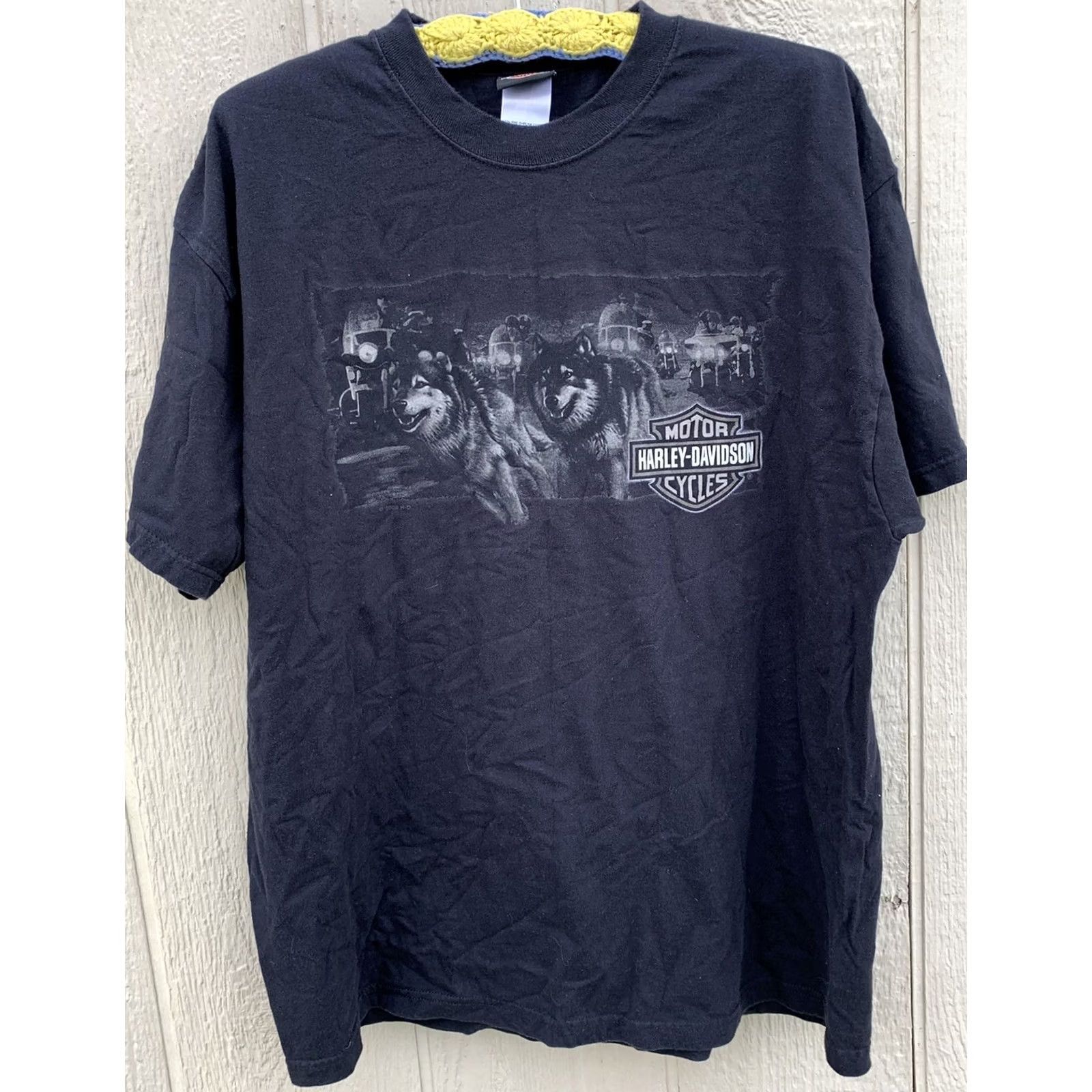 Harley Davidson Harley-Davidson T-Shirt Wolf Print California Crew Neck XL Black Men Short Sleeve US Made 2000-2009 Graphic Patch Size US XL / EU 56 / 4 - 5 Thumbnail