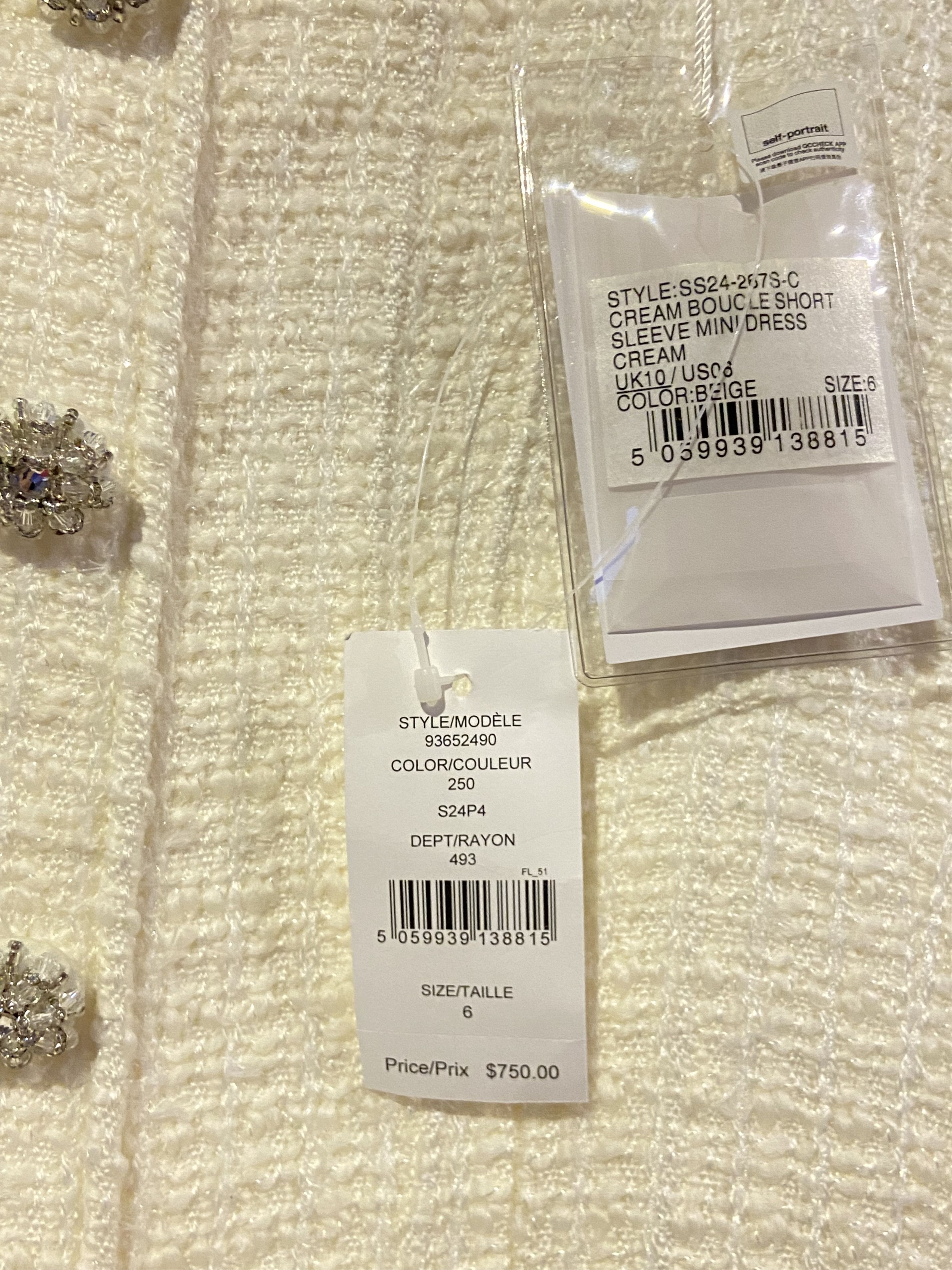 Self-Portrait Self-Portrait Bridal Bouclé Minidress, Short Sleeve Size M / US 6-8 / IT 42-44 - 14 Thumbnail