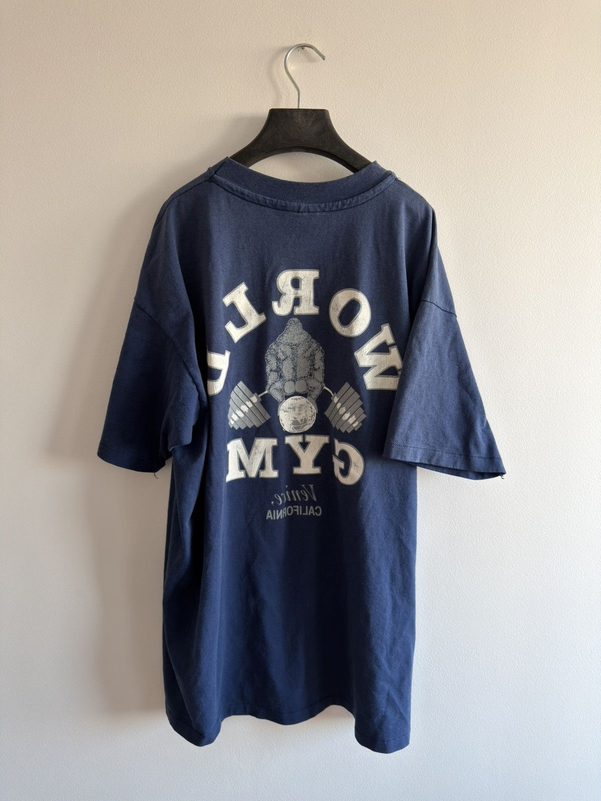 Vintage *RARE* 1980s 90s VINTAGE WORLD GYM GORILLA NAVY BODYBUILDING Size US XXL / EU 58 / 5 - 3 Thumbnail